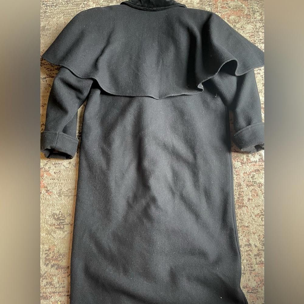 Designer Black vintage wool caban coat with big beaded collar. Size S / US 4 / IT 40 - 3 Thumbnail