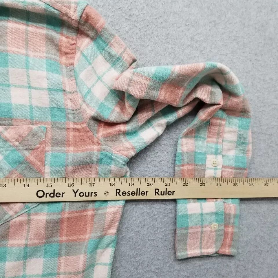 J.Crew J Crew Shirt Womens 0 Green Plaid Flannel Button Up Casual Size XS / US 0-2 / IT 36-38 - 7 Thumbnail