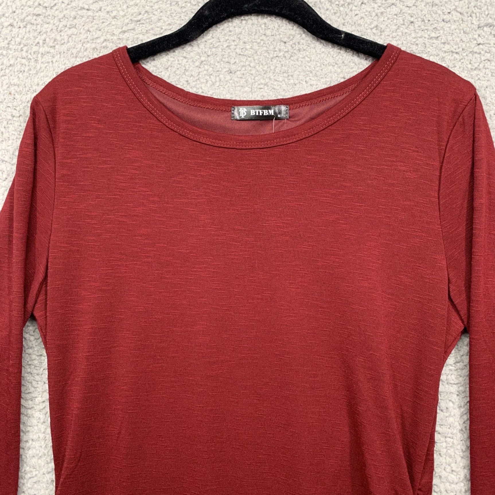 Vintage BTFBM Dress Women's M Burgundy Left Side Gathered Inner Slip High Quality NWT Dress Size M / US 6-8 / IT 42-44 - 2 Thumbnail