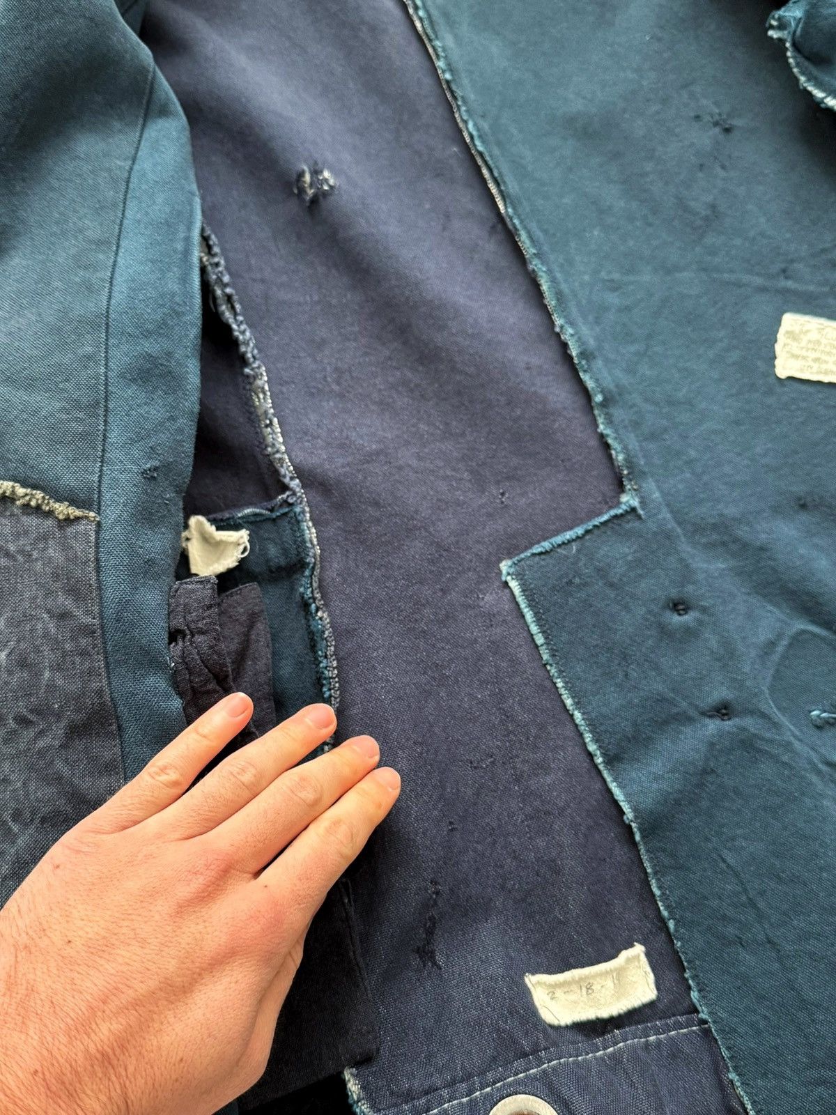 Greg Lauren 2014 OG THE BLUE Patchwork Mailbag Blazer Size US S / EU 44-46 / 1 - 20 Thumbnail