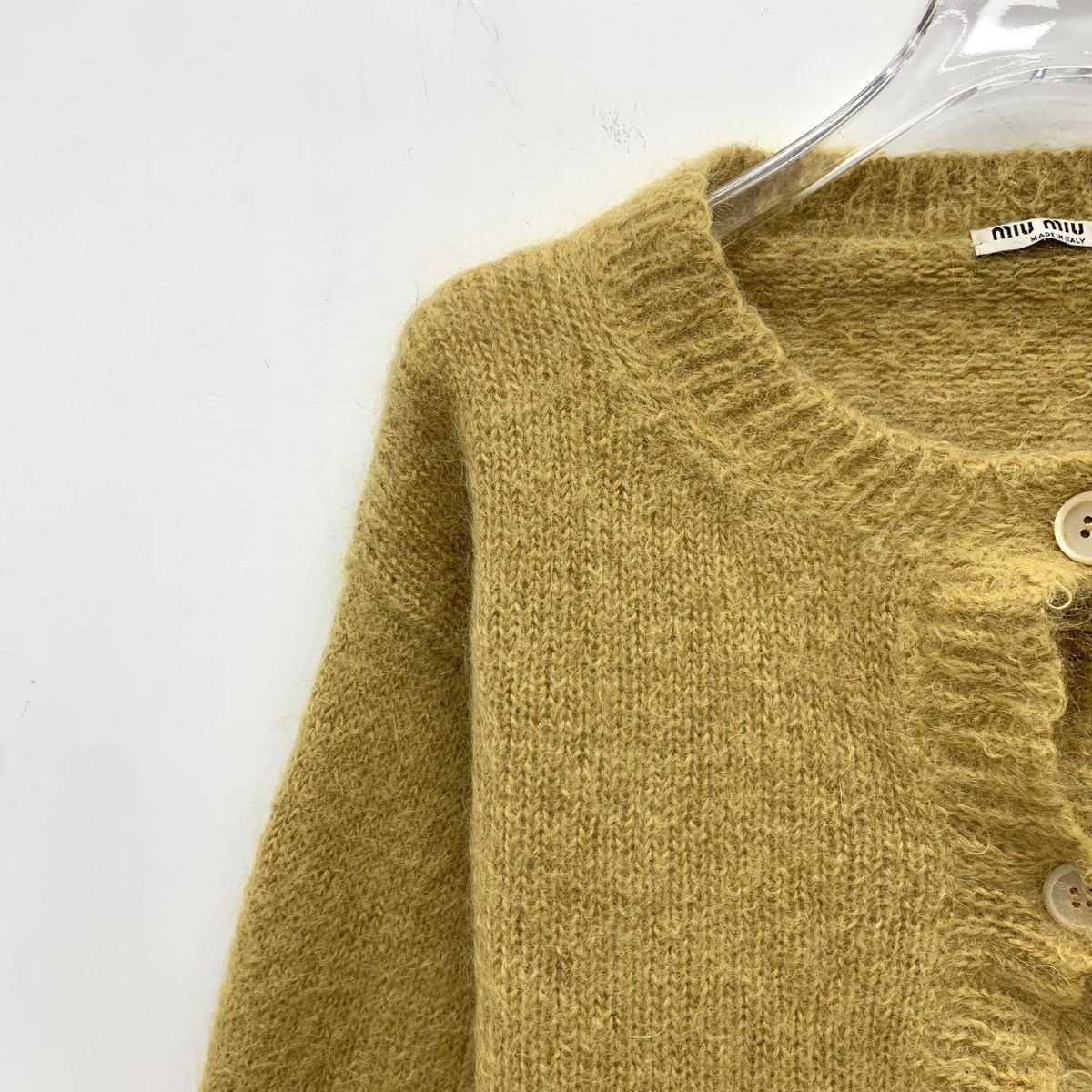 Miu Miu MiuMiu Tan Mohair Long Sleeve Knit Cardigan Coat K26WX Size S / US 4 / IT 40 - 3 Thumbnail