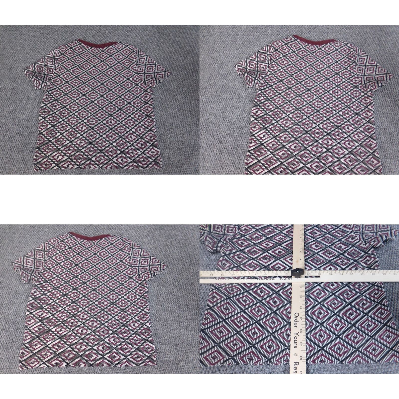 Zara Zara Blouse Shirt Womens M Orange Geometric Short Sleeve Crew Neck Knit Polyester Size M / US 6-8 / IT 42-44 - 8 Thumbnail