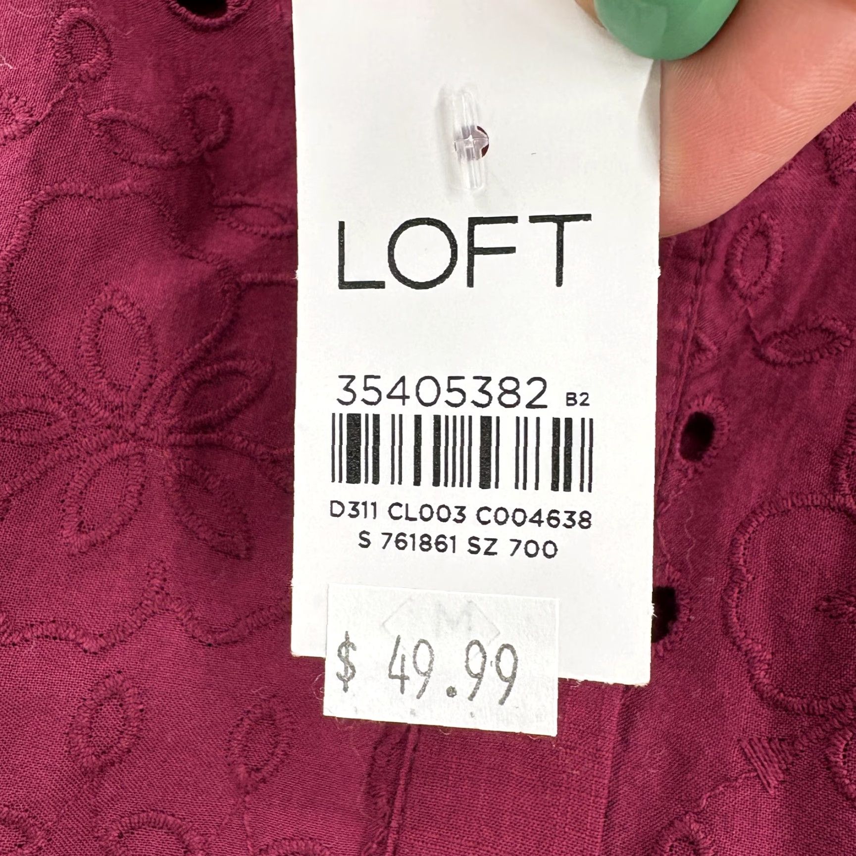Loft LOFT Blouse Red Embroidered Button Front 3/4 Sleeve Tunic Top Womens M NWT Size M / US 6-8 / IT 42-44 - 5 Thumbnail
