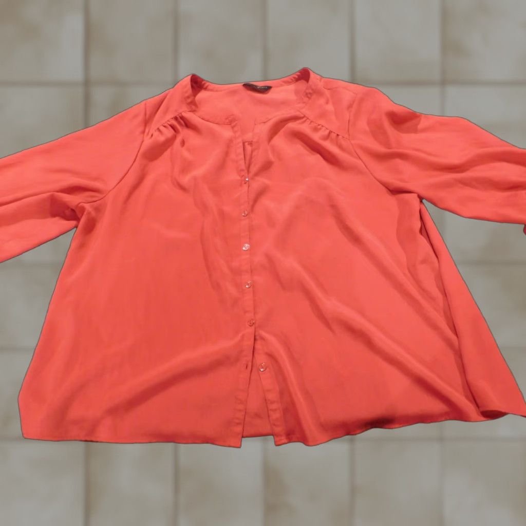 Vintage Investments Blouse 3X Plus Women Red Round Neck Pullover Polyester Long Sleeve Casual Sleeve Stretch Basic Rose Vintage No Size XXL / US 16-18 / IT 52-54 - 1 Thumbnail