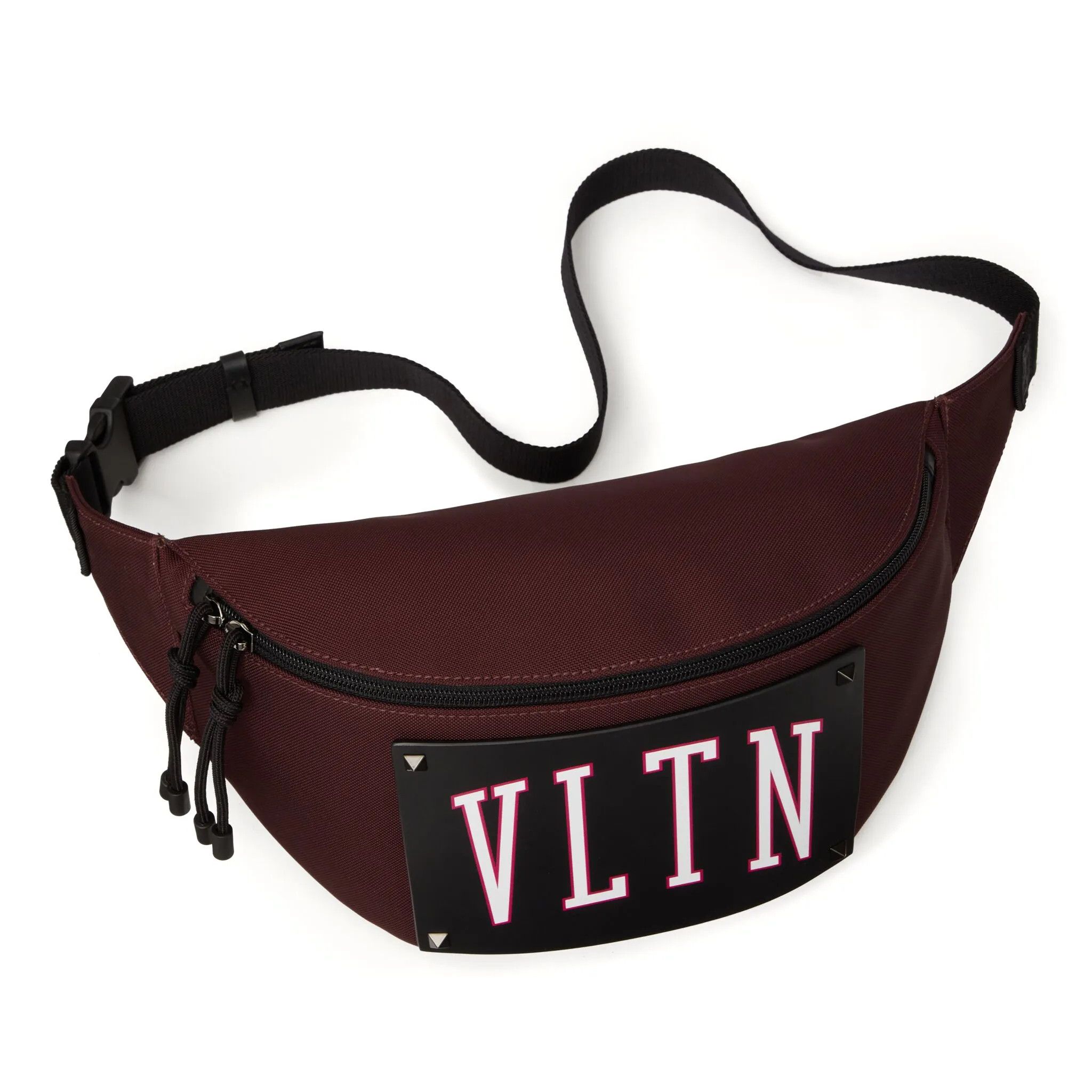 Valentino VALENTINO Garavani VLTN logo burgundy black canvas belt bag Size ONE SIZE - 3 Thumbnail