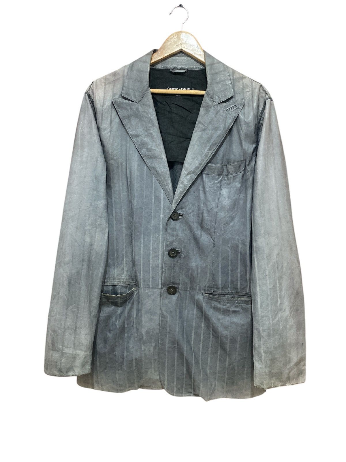 Giorgio Armani Giorgio Armani Borgo 21 Leather Kangaroo Stripe Jacket Size US M / EU 48-50 / 2 - 1 Thumbnail