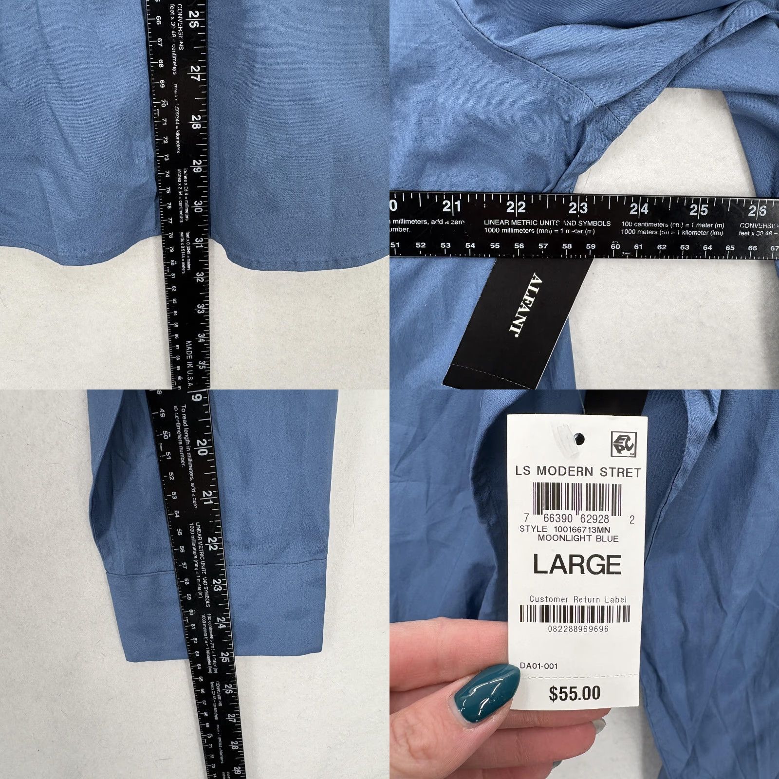 Alfani Alfani Dress Shirt Mens Large Moonlight Blue Stretch Long Sleeve Business NWT Size 42R - 8 Thumbnail