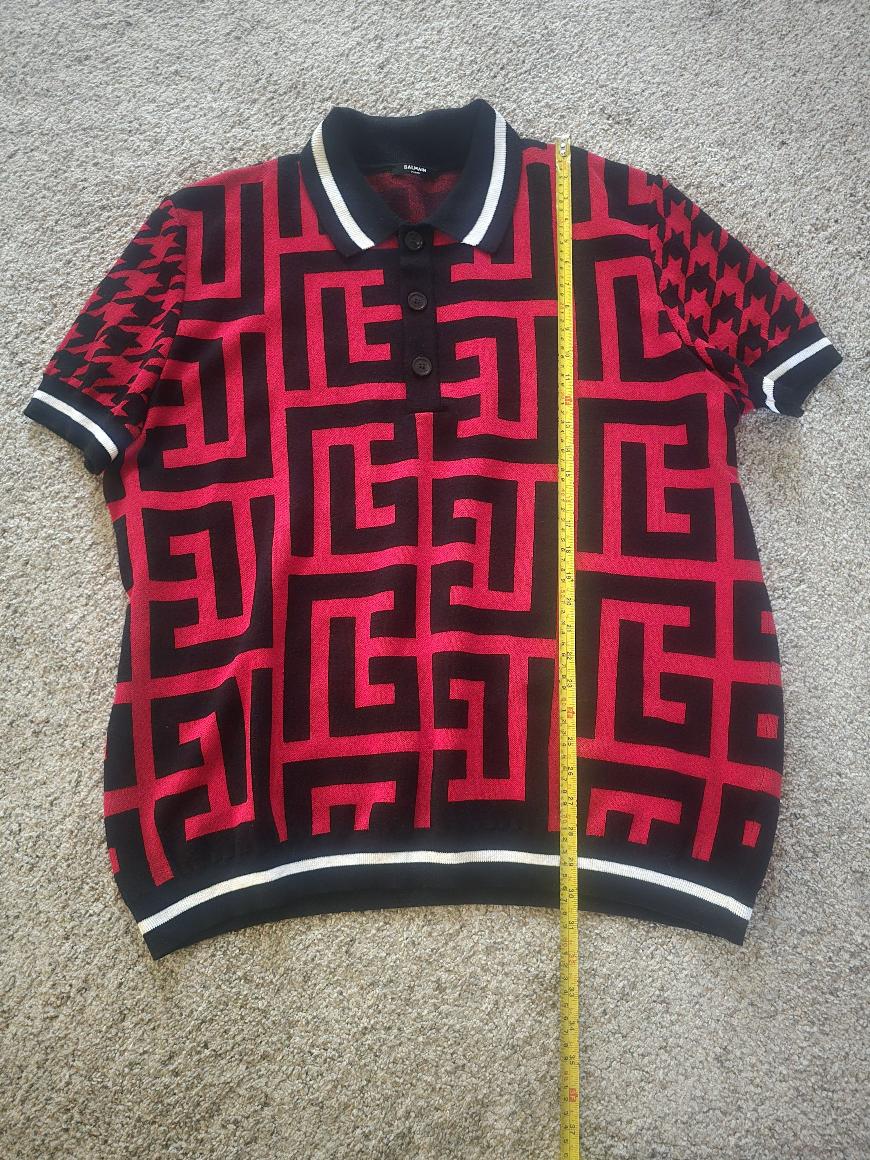 Balmain Balmain Mega Monogram Houndstooth Knit Polo Size XXL Size US XXL / EU 58 / 5 - 6 Thumbnail