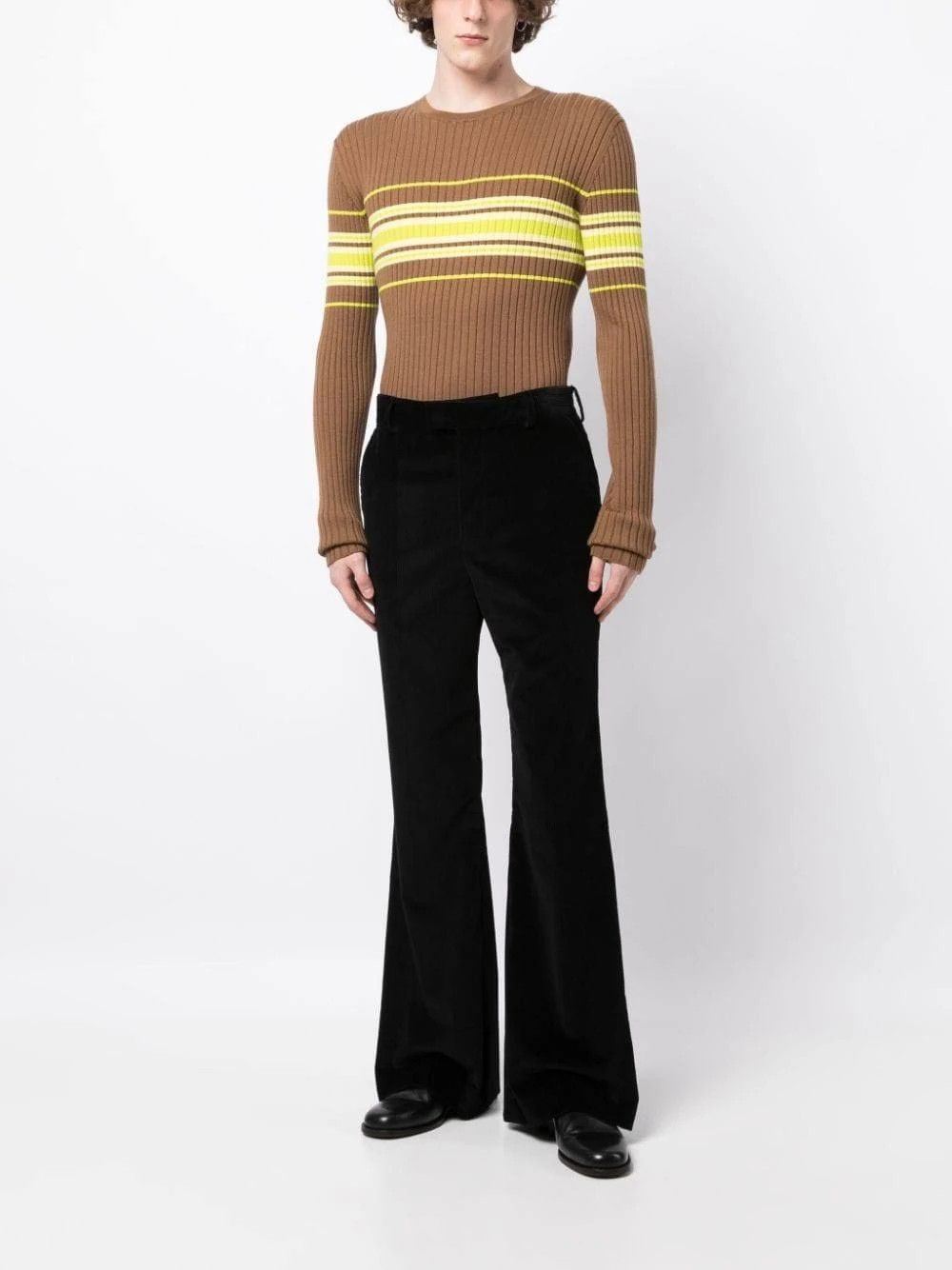 Wales Bonner o1s1v1n0824 Show Knit Top in Beige & Lime Size US L / EU 52-54 / 3 - 4 Thumbnail
