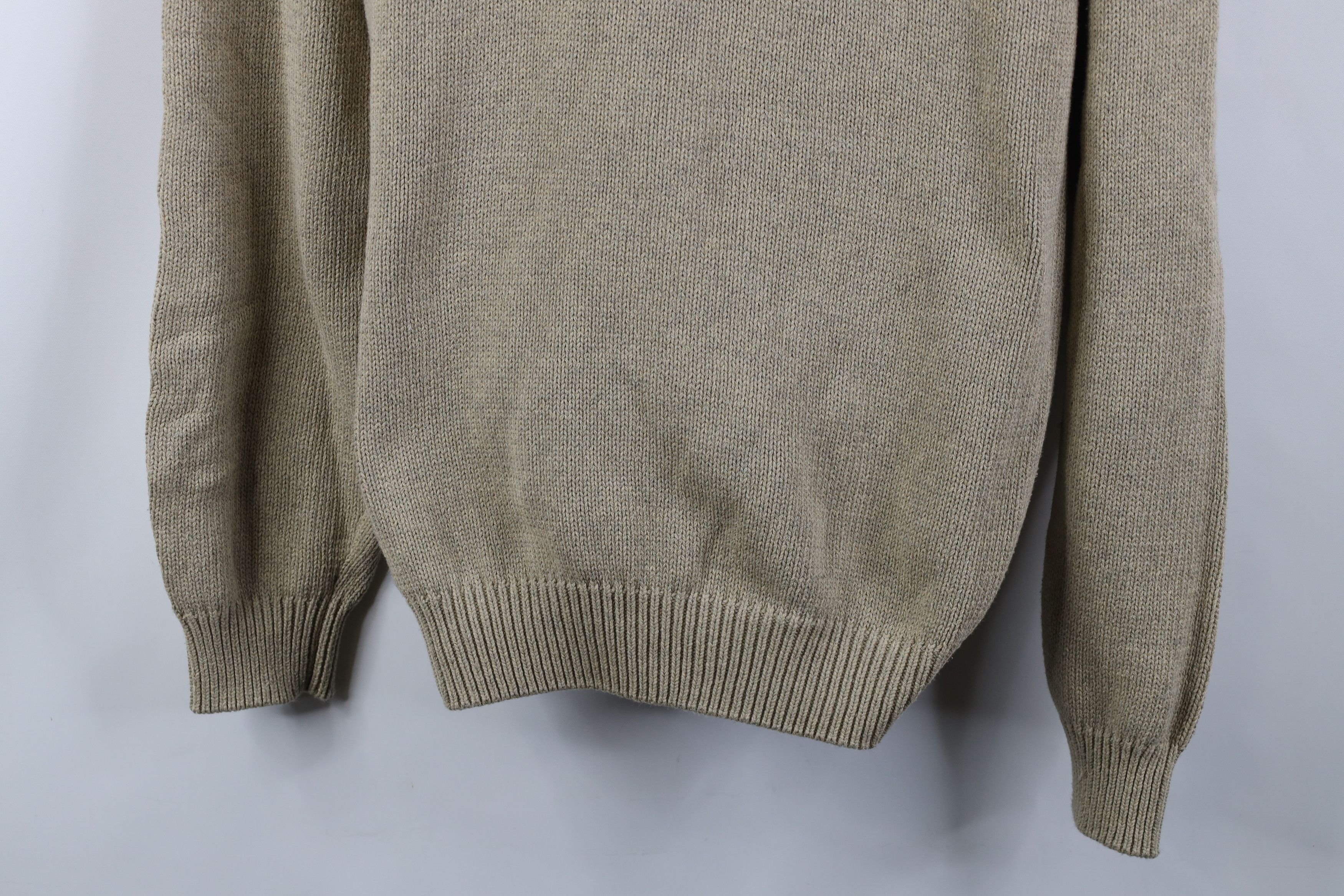 Vintage Vintage 90s Streetwear Cotton Ribbed Knit V-Neck Sweater Tan Size US L / EU 52-54 / 3 - 3 Thumbnail