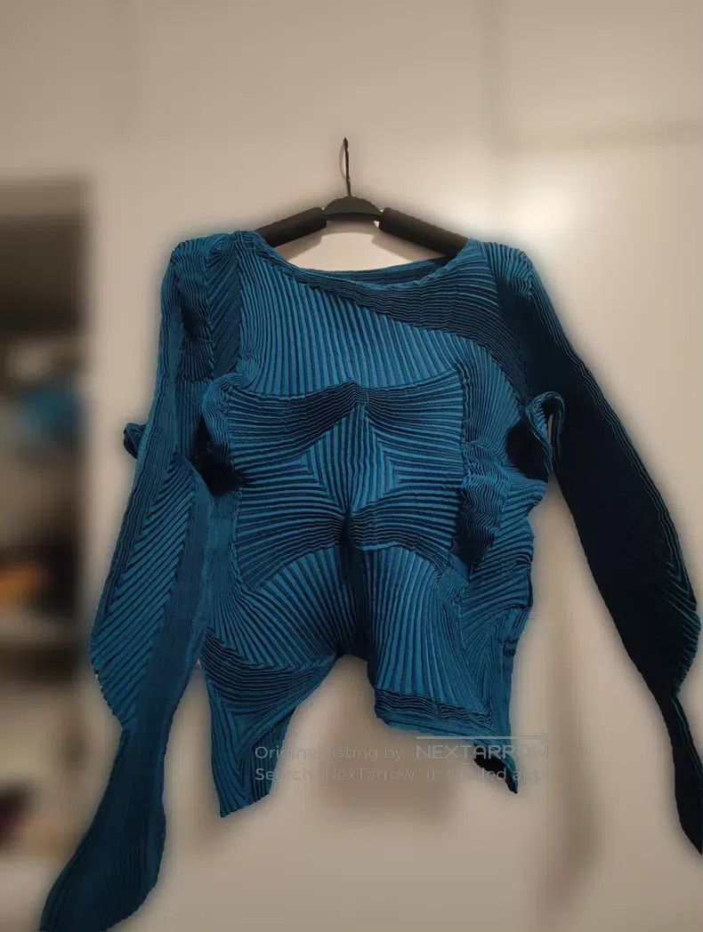 Issey Miyake Issey Miyake Peacock Blue Long Sleeve Size M / US 6-8 / IT 42-44 - 4 Thumbnail