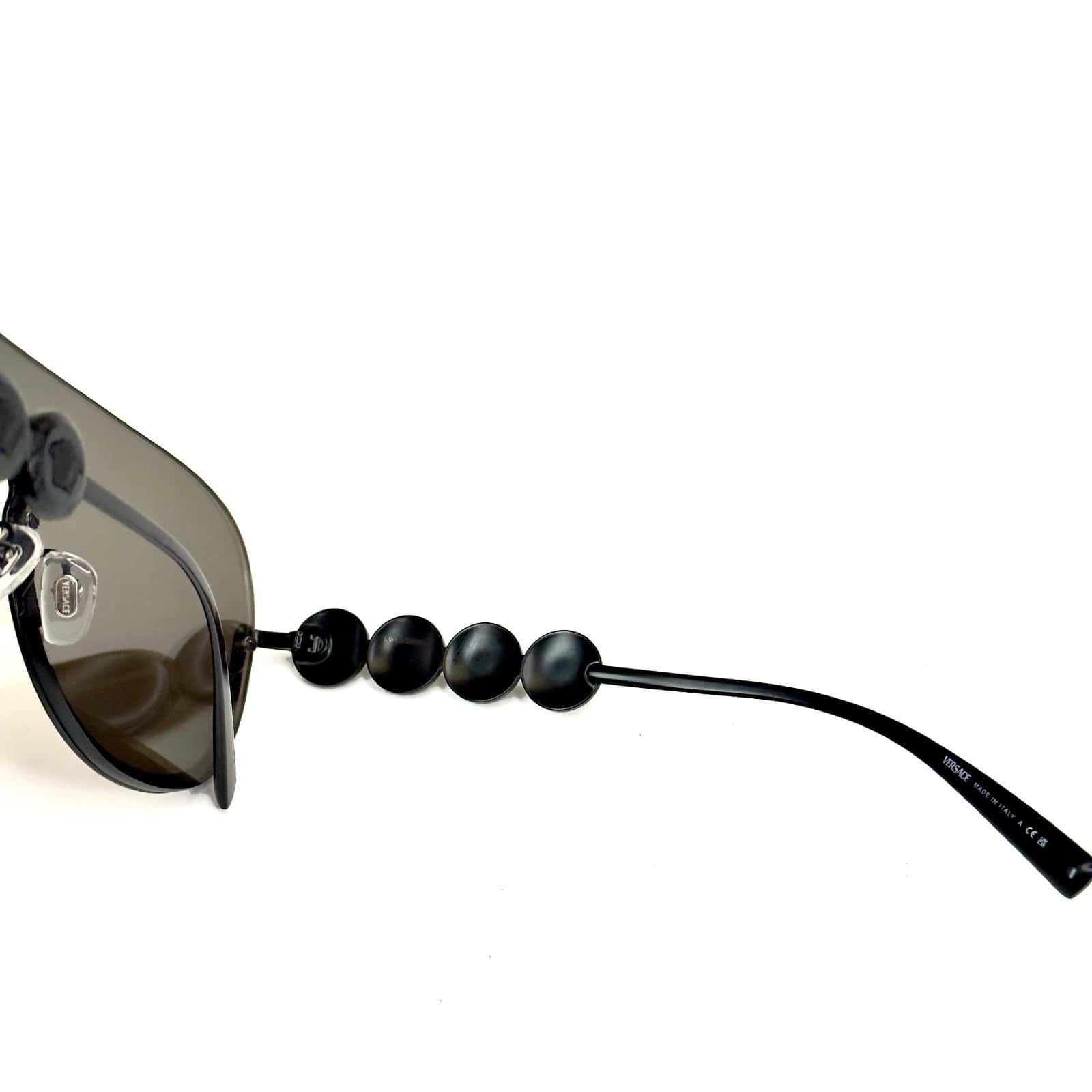 Versace VERSACE VE2215 2215 Black Coin Medusa Stud Gold Sunglasses Size ONE SIZE - 4 Thumbnail