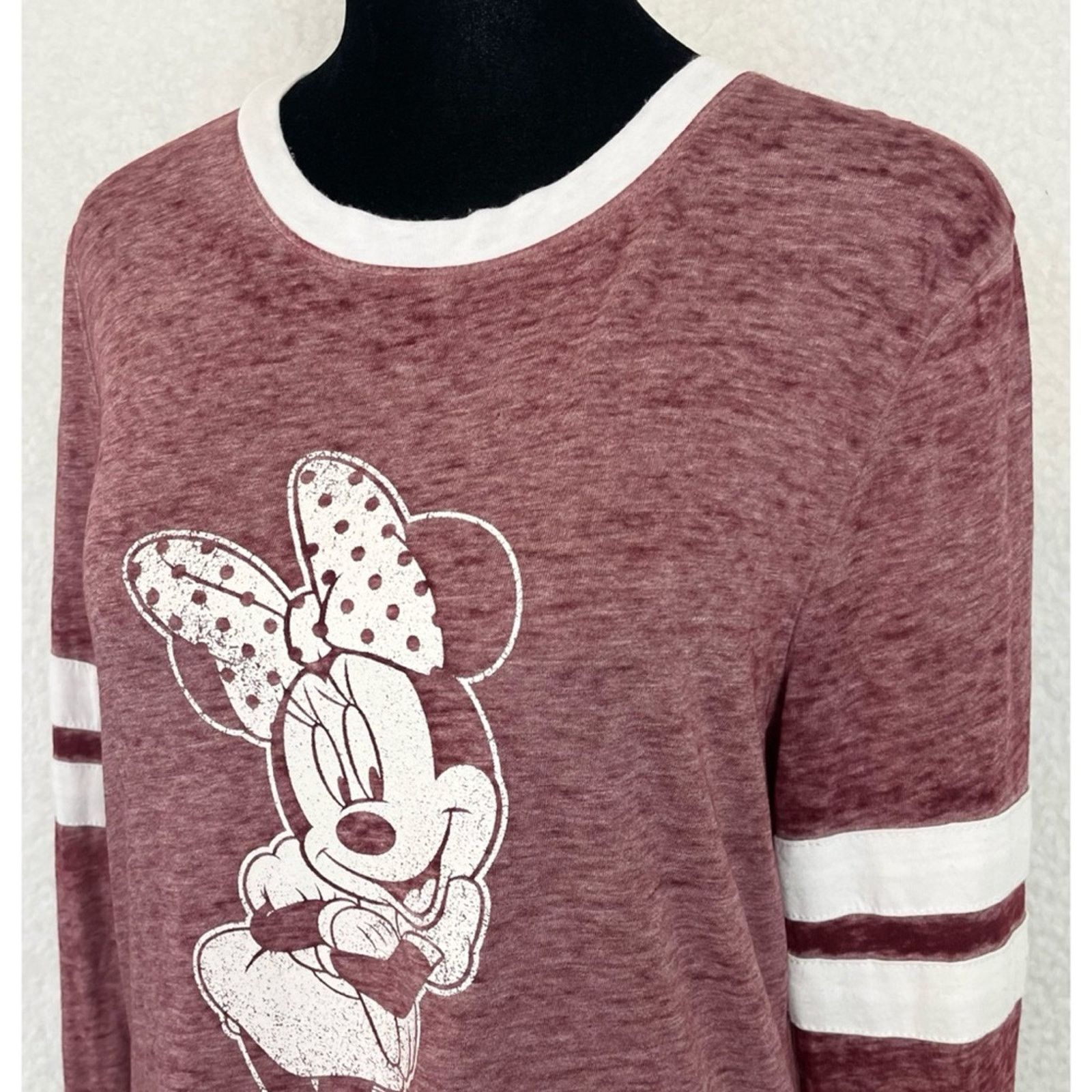 Disney (NWT) DISNEY • Maroon/White Minnie Mouse Long Sleeve Shirt Size M / US 6-8 / IT 42-44 - 5 Thumbnail