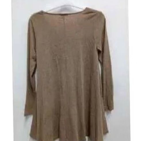 Vintage UMGEE Top Womens S Brown BOHO Tunic Slub Knit Layered Hem Long Sleeve Size S / US 4 / IT 40 - 6 Thumbnail
