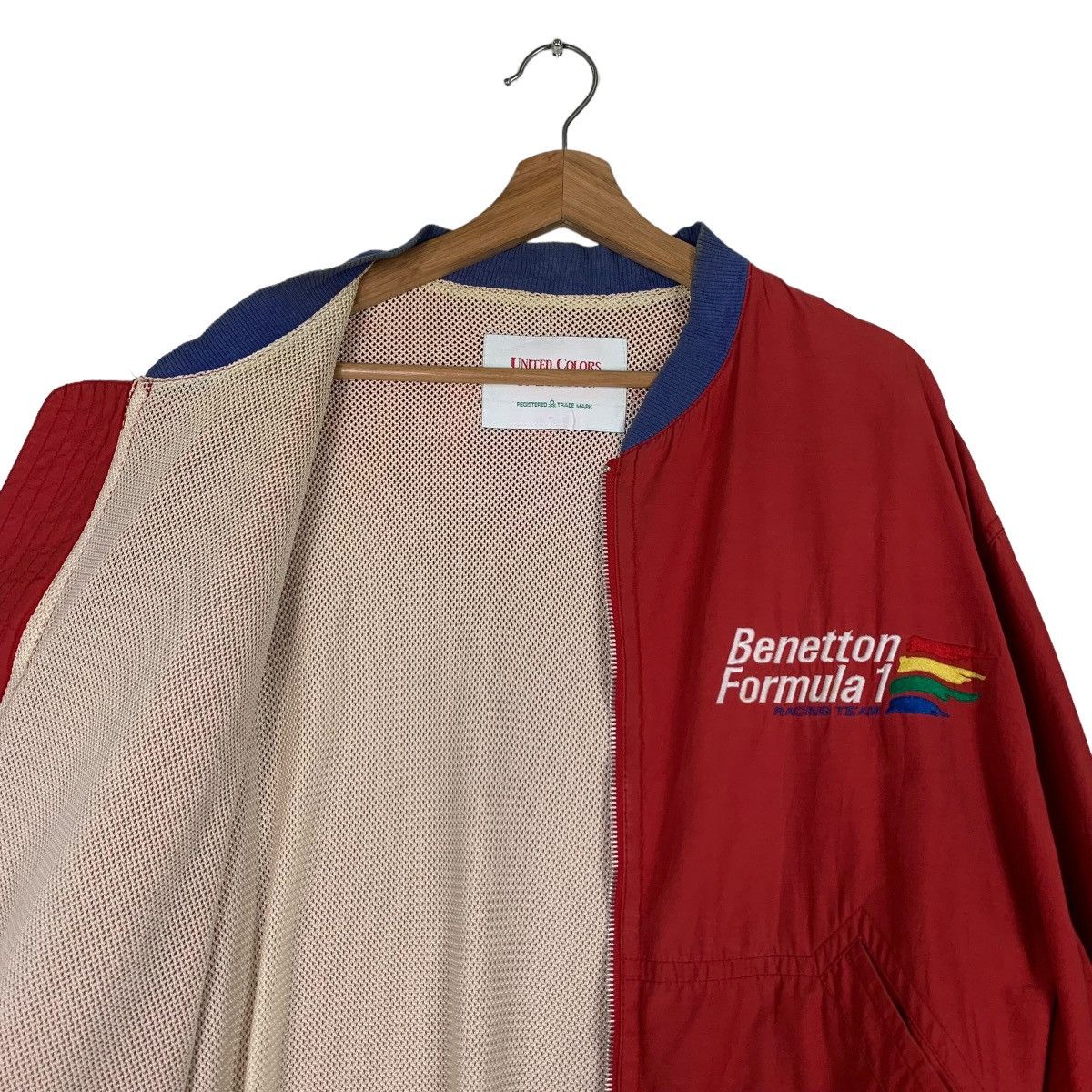 United Colors Of Benetton BENETTON FORMULA 1 Racing Team Big Logo Red Jacket #0123-C7 Size US L / EU 52-54 / 3 - 12 Thumbnail