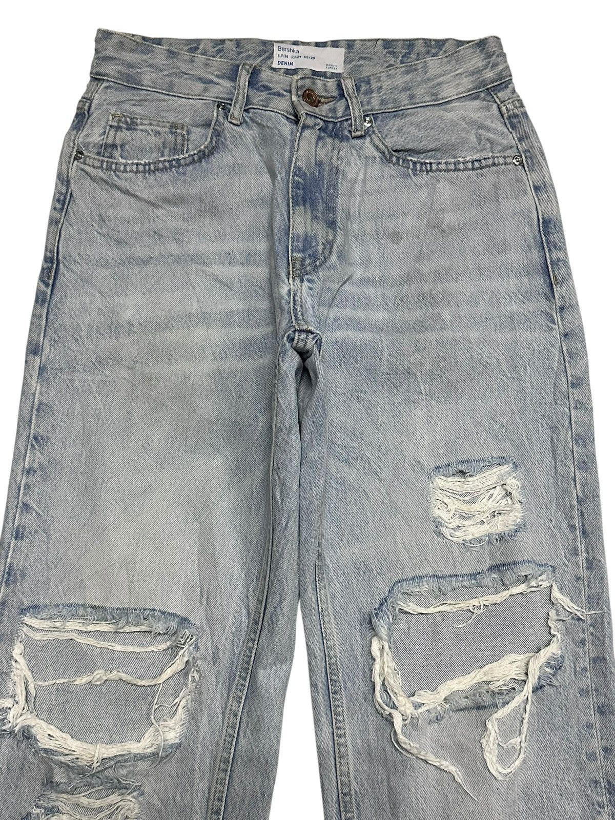 Bershka Bershka Denim Vintage 90's Distressed Ripped Baggy and Faded Size US 29 - 3 Thumbnail