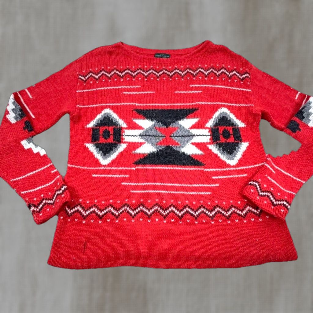 Ralph Lauren Lauren Ralph Lauren Sweater Women Small Red Aztec Southwestern Tribal Knit LRL Size S / US 4 / IT 40 - 1 Thumbnail