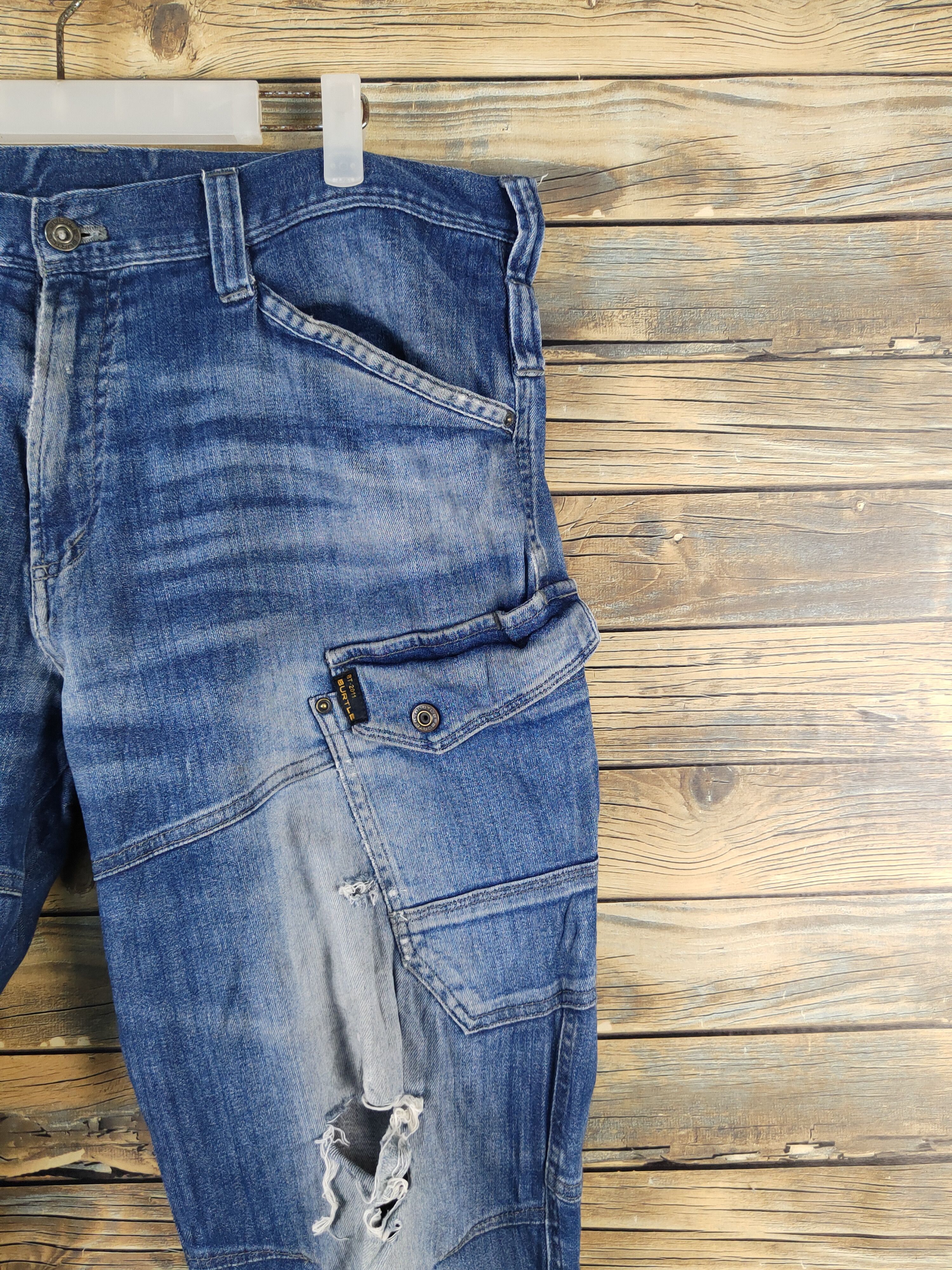 Japanese Brand Burtle Blue Distressed vintage soft denim Jeans #W2059 Size US 37 - 6 Thumbnail