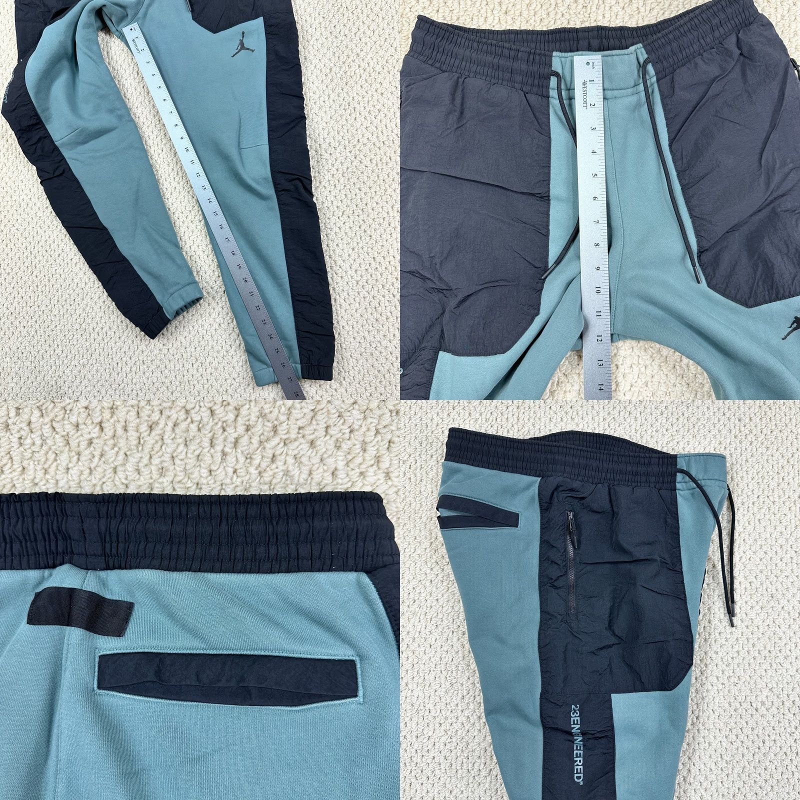 Jordan Brand Nike Air Jordan 23 Engineered Fleece Jogger Mens M Black/Green Sweatpants - Classic - Athletic Wear - Slim Fit - M Size US 31 - 8 Thumbnail