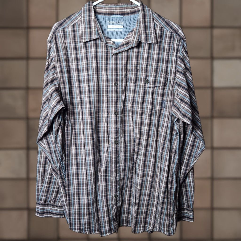 Vintage Columbia Mens Omni-Wick Vented Plaid Buttonfront Shirt-Size L - Brown - Long Sleeve - Rol l Tab - Mens Size US L / EU 52-54 / 3 - 1 Thumbnail