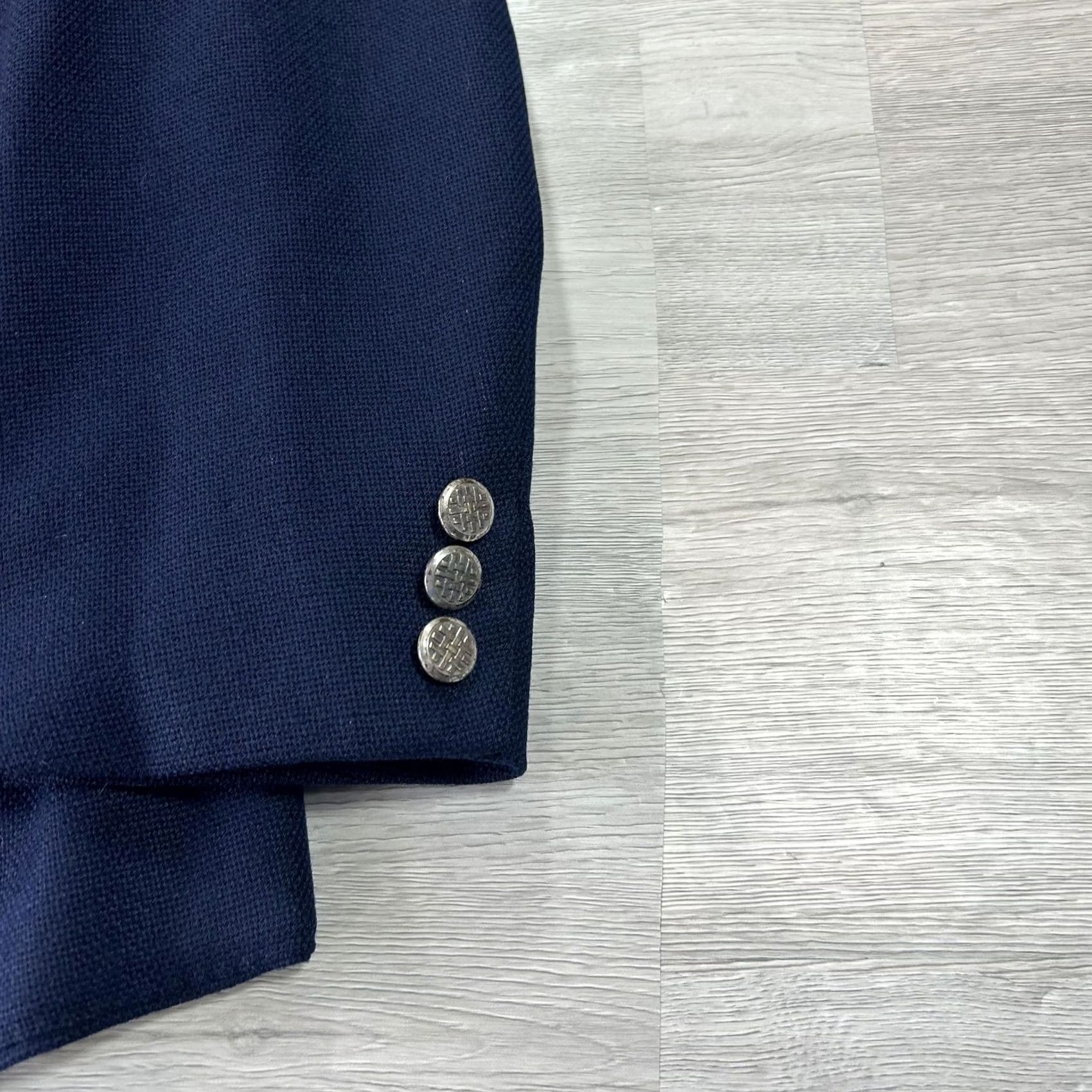 Vintage Hickey Freeman Blazer Mens 46 Blue Wool Tweed Sport Coat Jacket Patch Pocket Notch Lapel Two-Button Front Size 46R - 7 Thumbnail