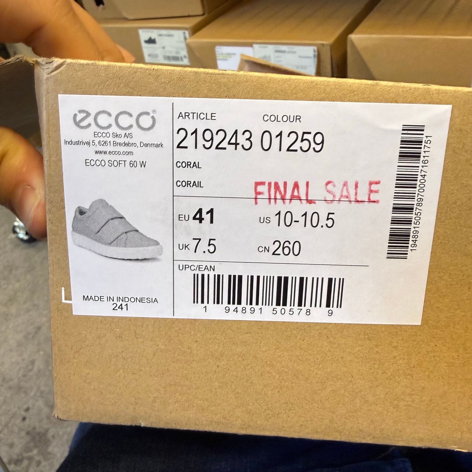 Ecco ECCO WOMEN'S 41 SOFT 60 CORAL PINK ORANGE NIB NO LID 219243 Size US 10 / IT 40 - 5 Thumbnail