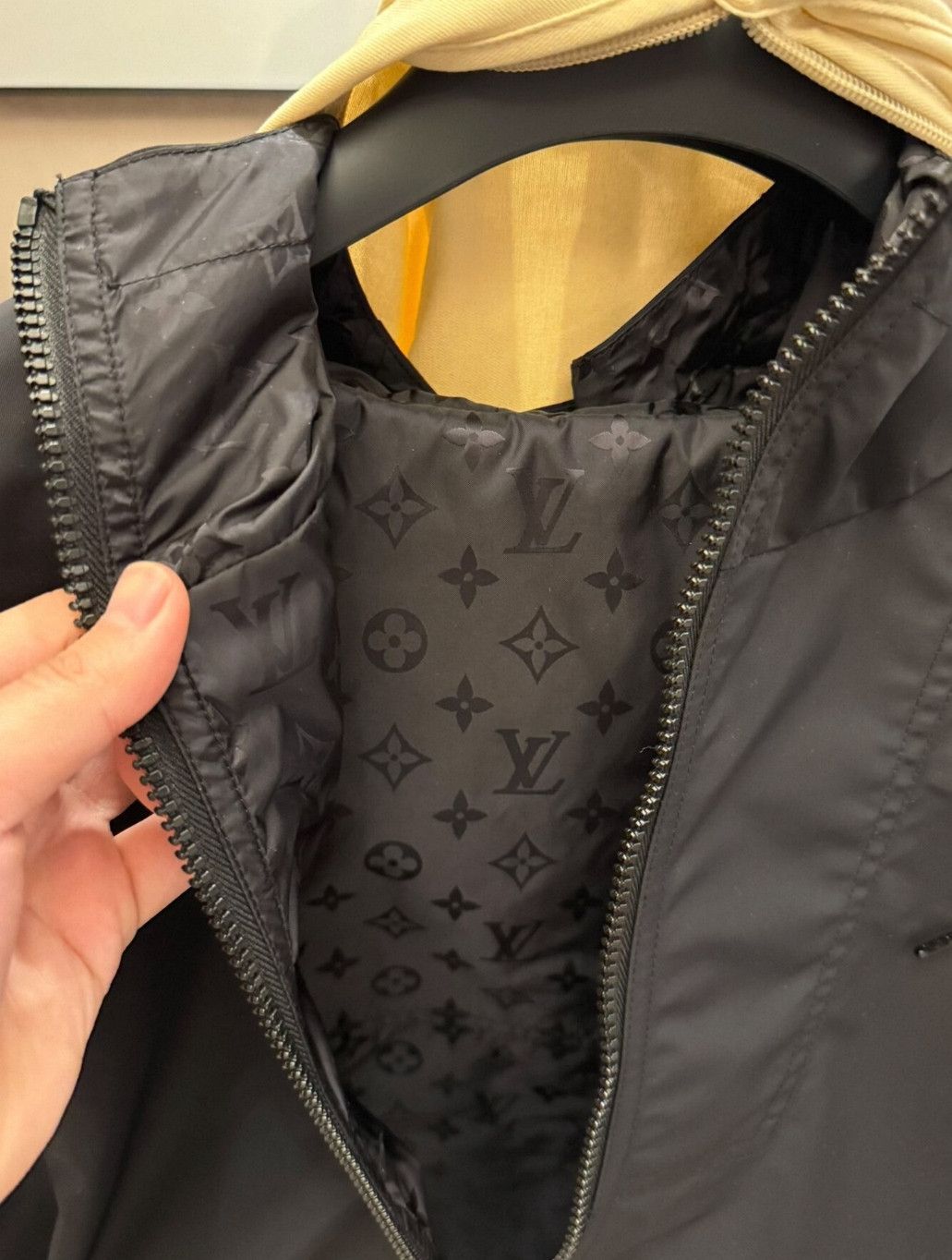 Louis Vuitton 24 Newest Black Solid Reversible Nylon Jacke