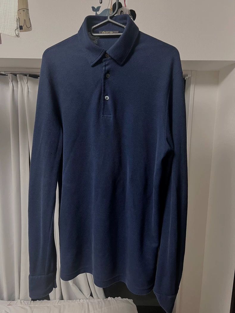 Loro Piana Loro Piana Navy Long Sleeve Polo - dmc Size US S / EU 44-46 / 1 - 1 Thumbnail