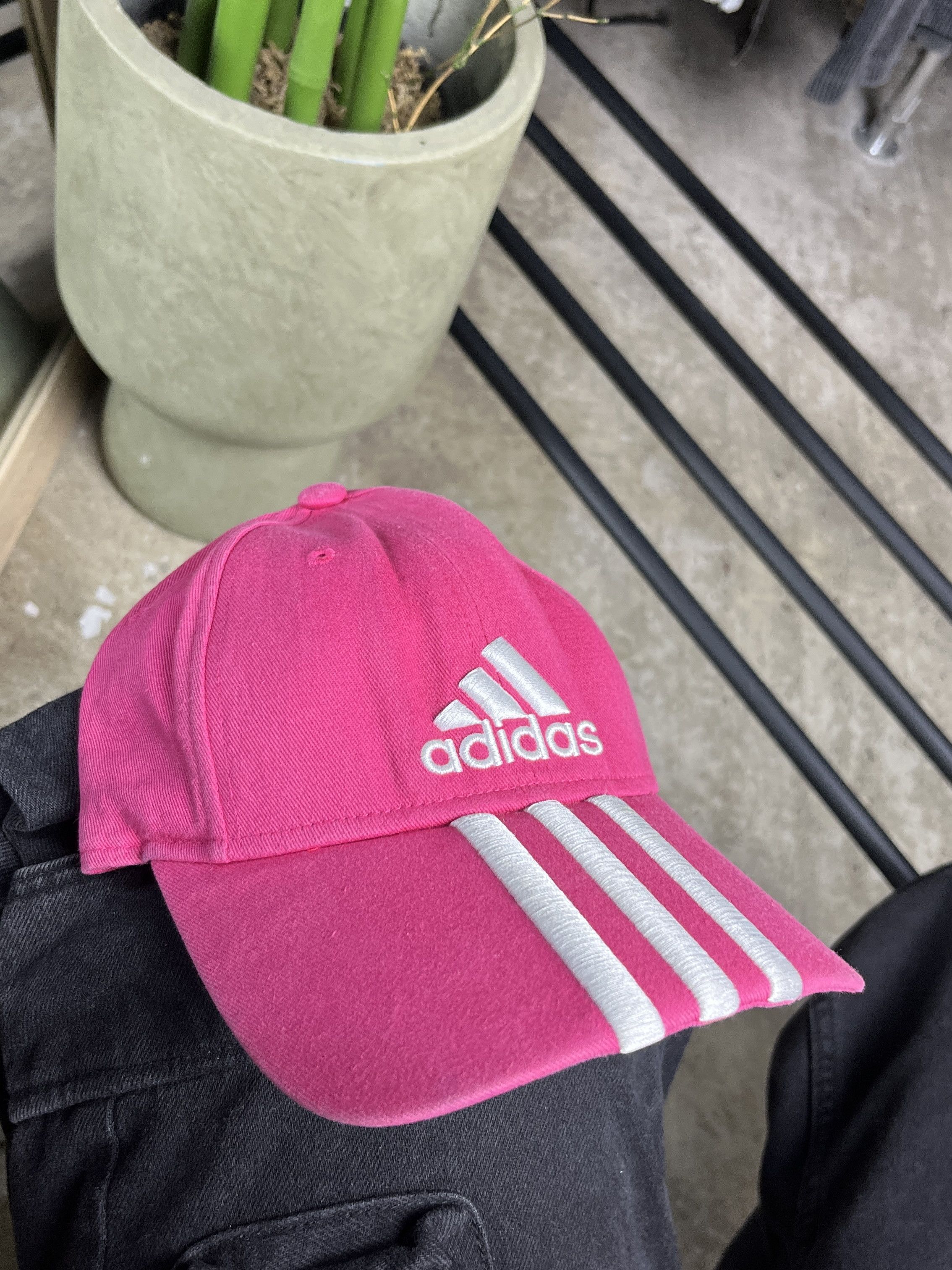 Vintage 2000s ADIDAS PINK 3-STRIPES LOGO CAP - № 4503 Size ONE SIZE - 3 Thumbnail