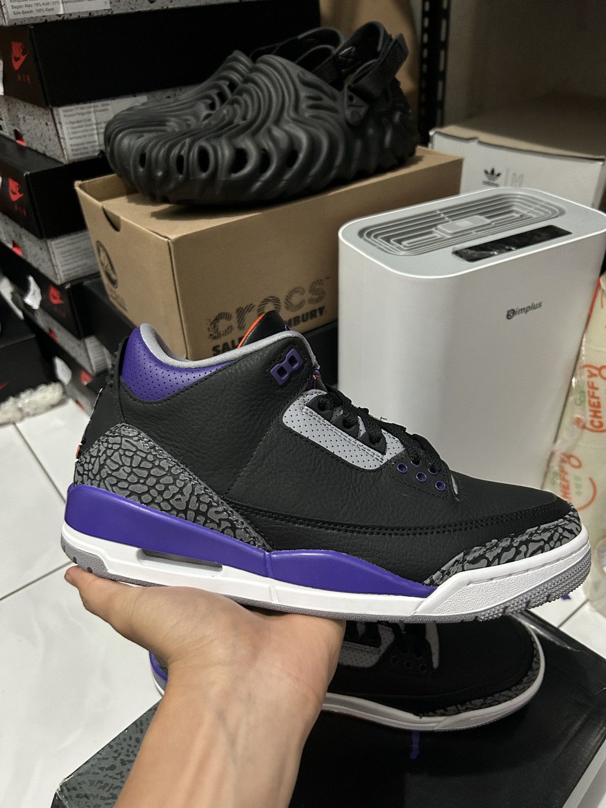 Jordan Brand nike air jordan 3 black court purple Size US 8.5 / EU 41-42 - 9 Thumbnail