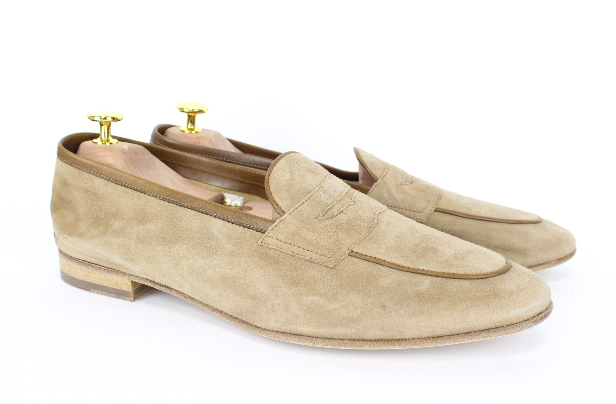 image of Suitsupply Eu44 Light Brown Slip On Suede Loafers Casual Shoes 68976, Men's (Size 11)