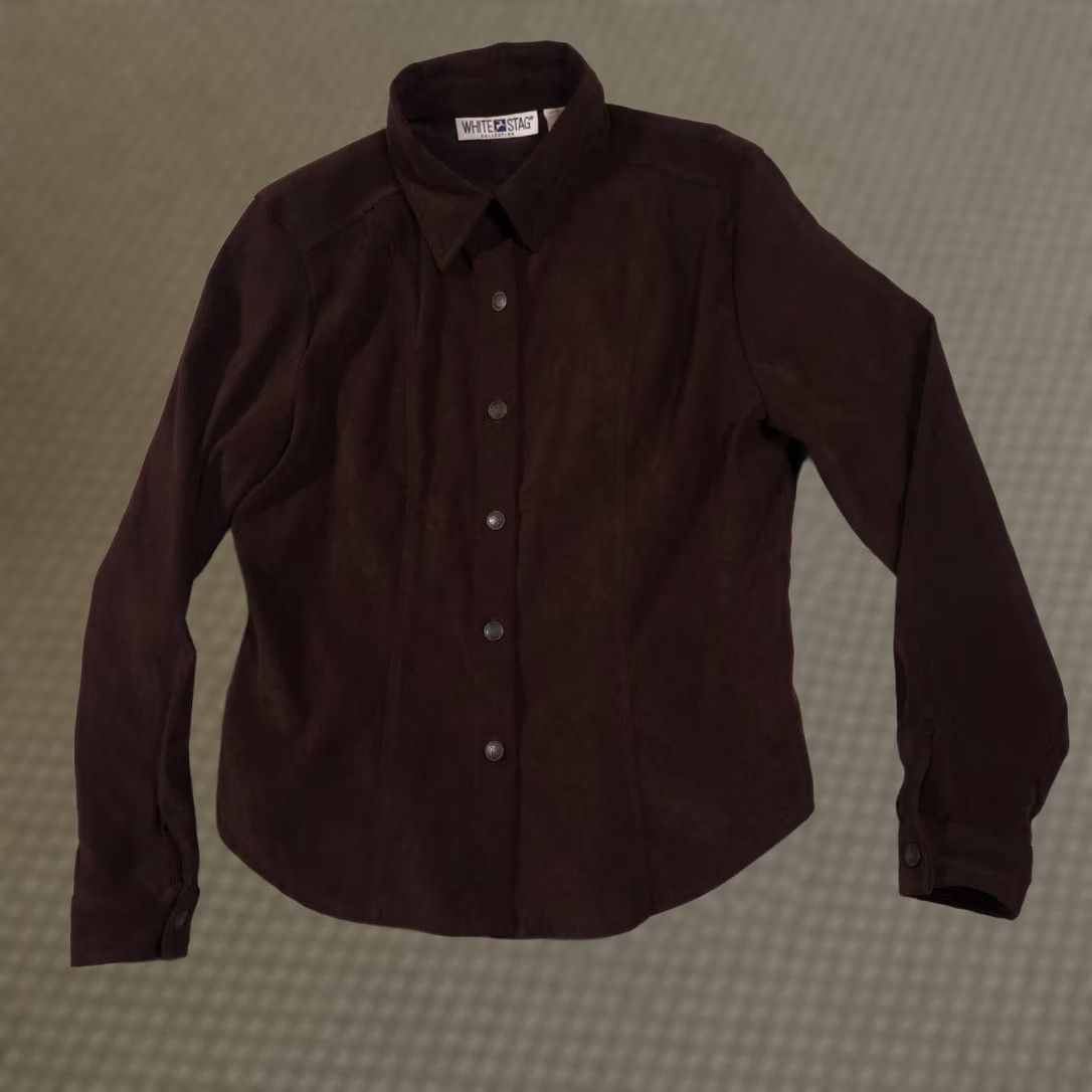 Vintage VINTAGE White Stag Jacket Womens M Brown Faux Suede Button Front Shirt Blazer Size M / US 6-8 / IT 42-44 - 1 Thumbnail