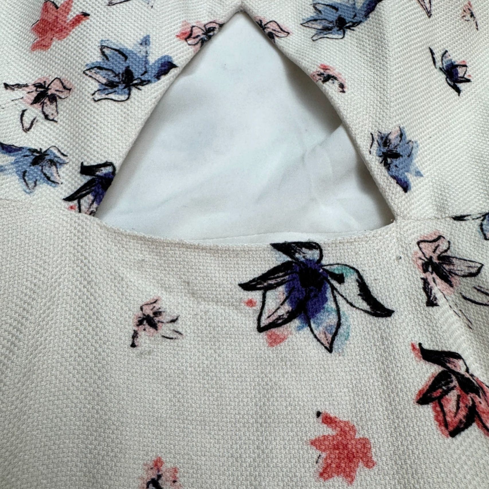 Club Monaco VINTAGE Club Monaco Dress Womens A-Line Sleeveless Ivory Floral 2 Cotton Silk Cut Out Square Neck Size XS / US 0-2 / IT 36-38 - 5 Thumbnail