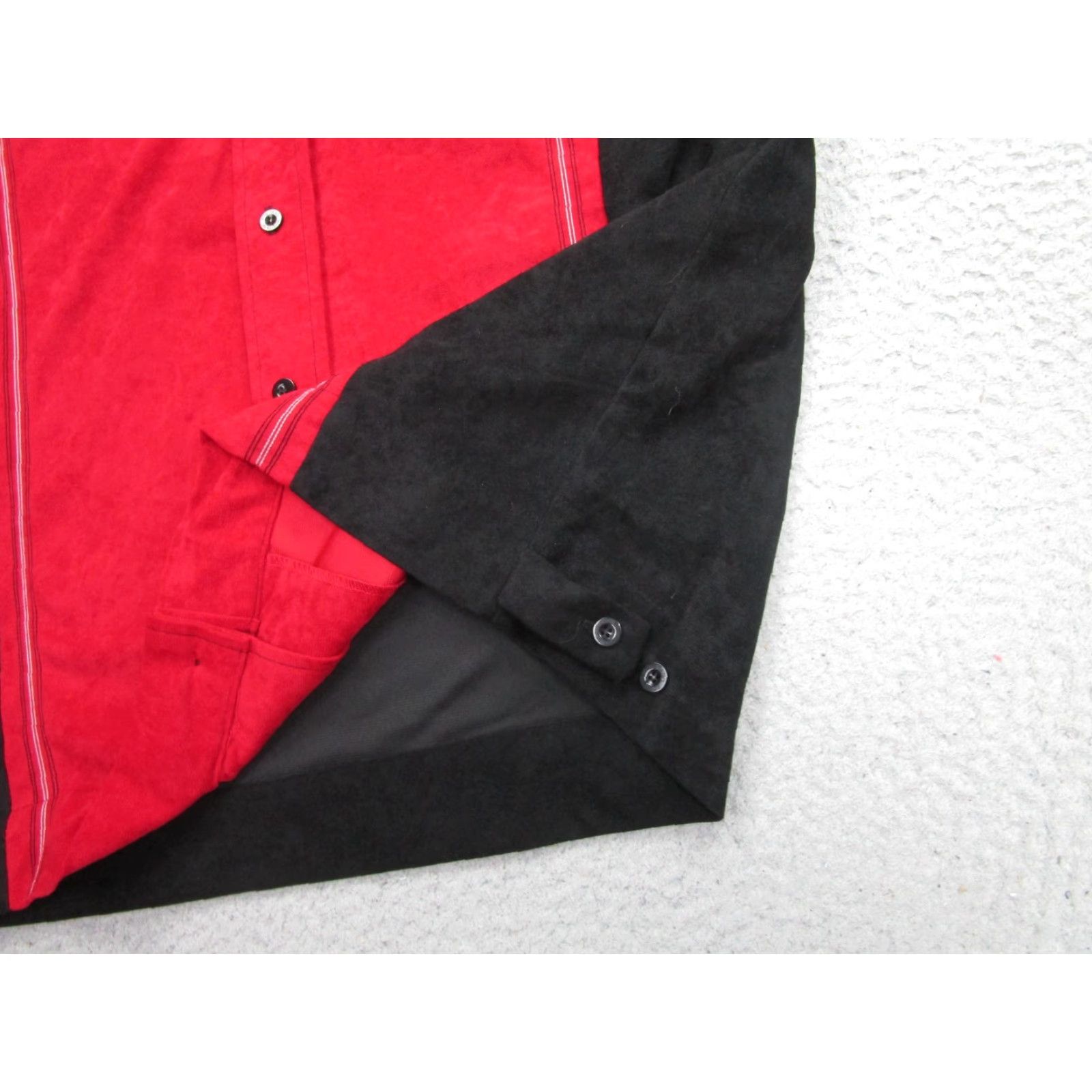 Velour Positano Shirt Mens Large Red Black Velour Bowling USA Made USA Retro Rockabilly Size US L / EU 52-54 / 3 - 7 Thumbnail