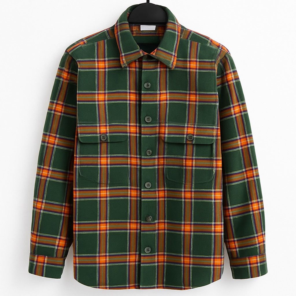 GU Vintage GU Japan Flannel Shirt Green Orange Plaid Medium Size US M / EU 48-50 / 2 - 1 Thumbnail