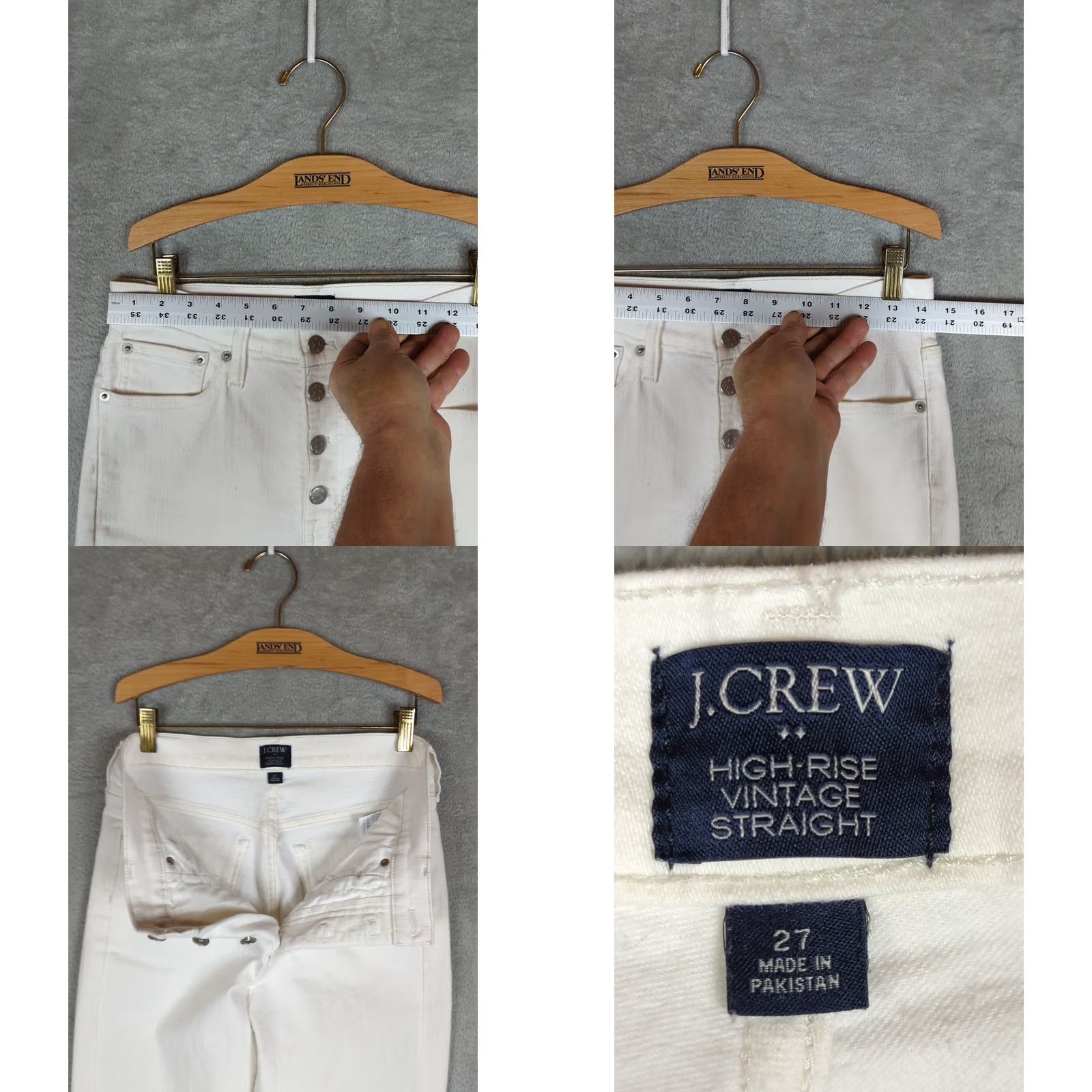 J.Crew J.CREW White Denim High Rise Straight Jeans 27 Regular Fit 5-Pocket Nautical Beach Spring Summer Button Fly Raw Hem Bottoms Womens Size 27" / US 4 / IT 40 - 9 Thumbnail