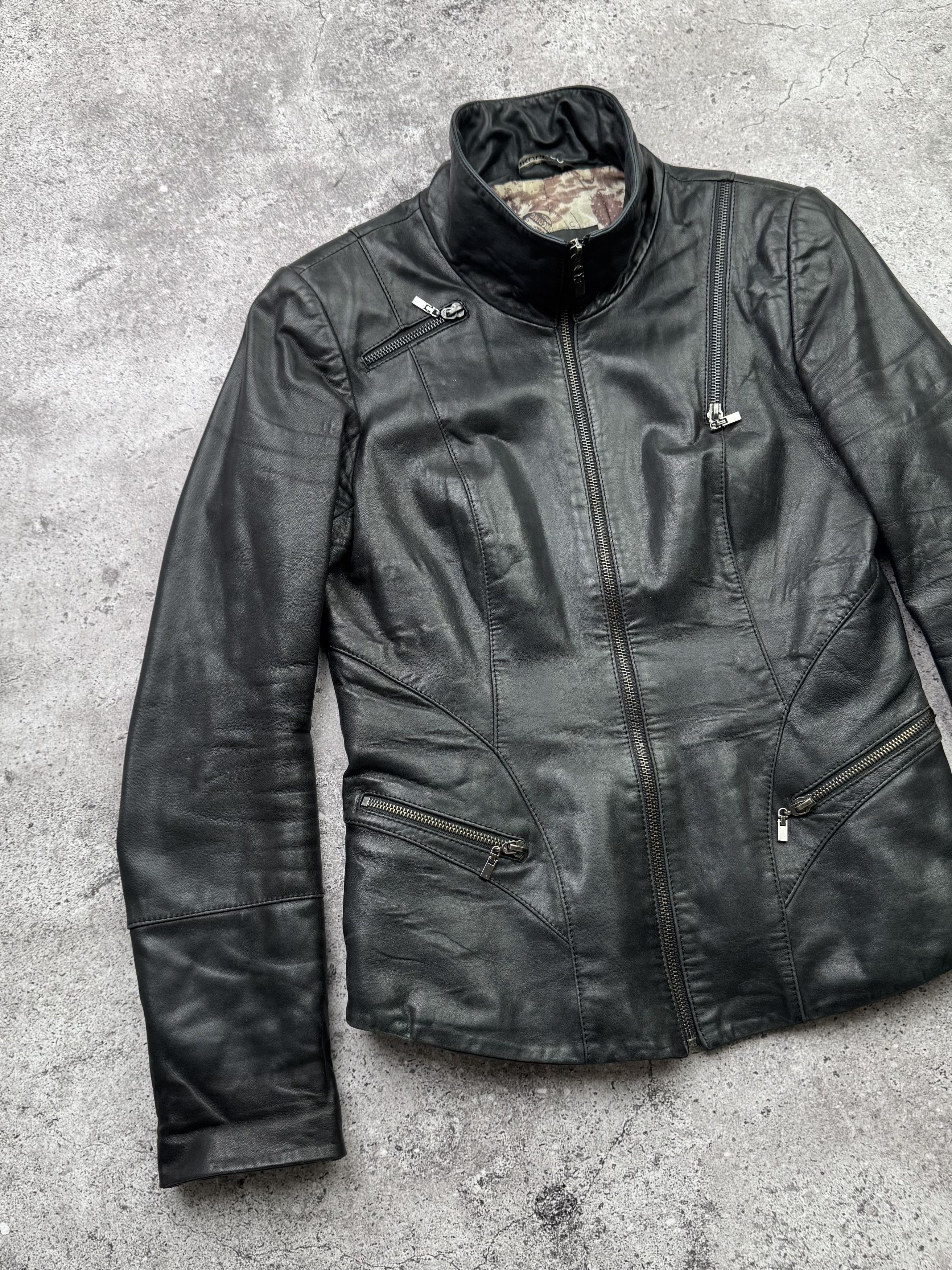 Vintage Vintage Cropped Leather Jacket With Zipper C640(V35) Size M / US 6-8 / IT 42-44 - 2 Thumbnail