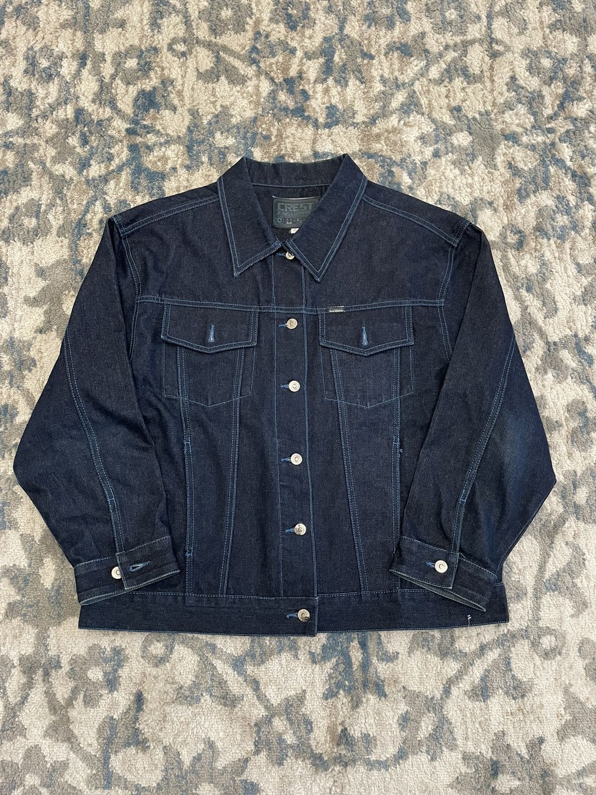 Vintage Y2K Dark Blue Skater Style Denim Jacket
