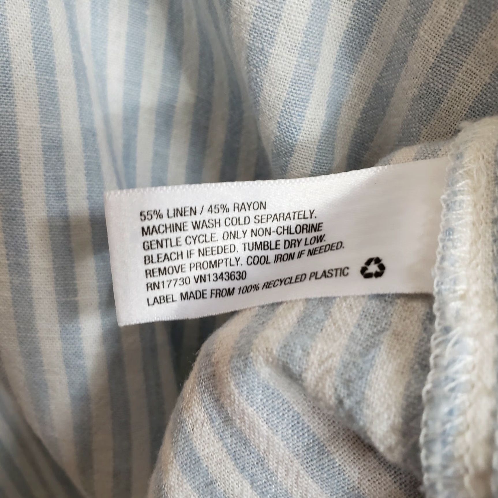 Vintage A New Day Womens Blouse Shirt XS? No, Size M Blue White Striped Linen Blend Flutter Sleeve Casual Shirt Womens Size M / US 6-8 / IT 42-44 - 5 Thumbnail