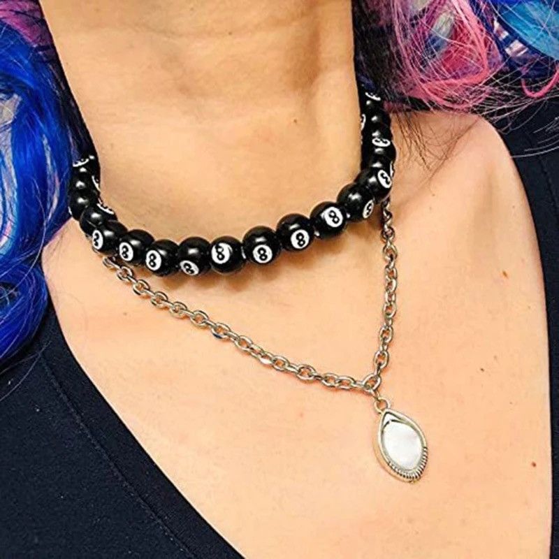 Jewelry Simple Style 8 Black Ball Bead Necklaces Size ONE SIZE - 2 Thumbnail