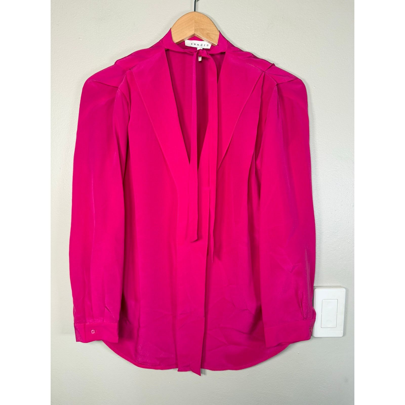 Sandro Sandro Pink Neck Tie Blouse size 2/M Size M / US 6-8 / IT 42-44 - 5 Thumbnail
