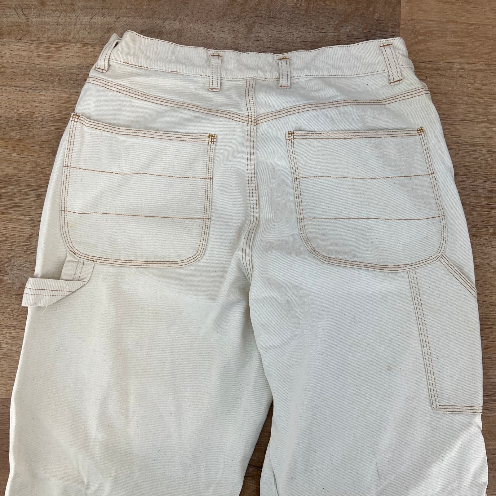 Eddie Bauer × Vintage Vintage Eddie Bauer Ivory Denim Carpenter Painter Jeans Size 31" - 7 Thumbnail