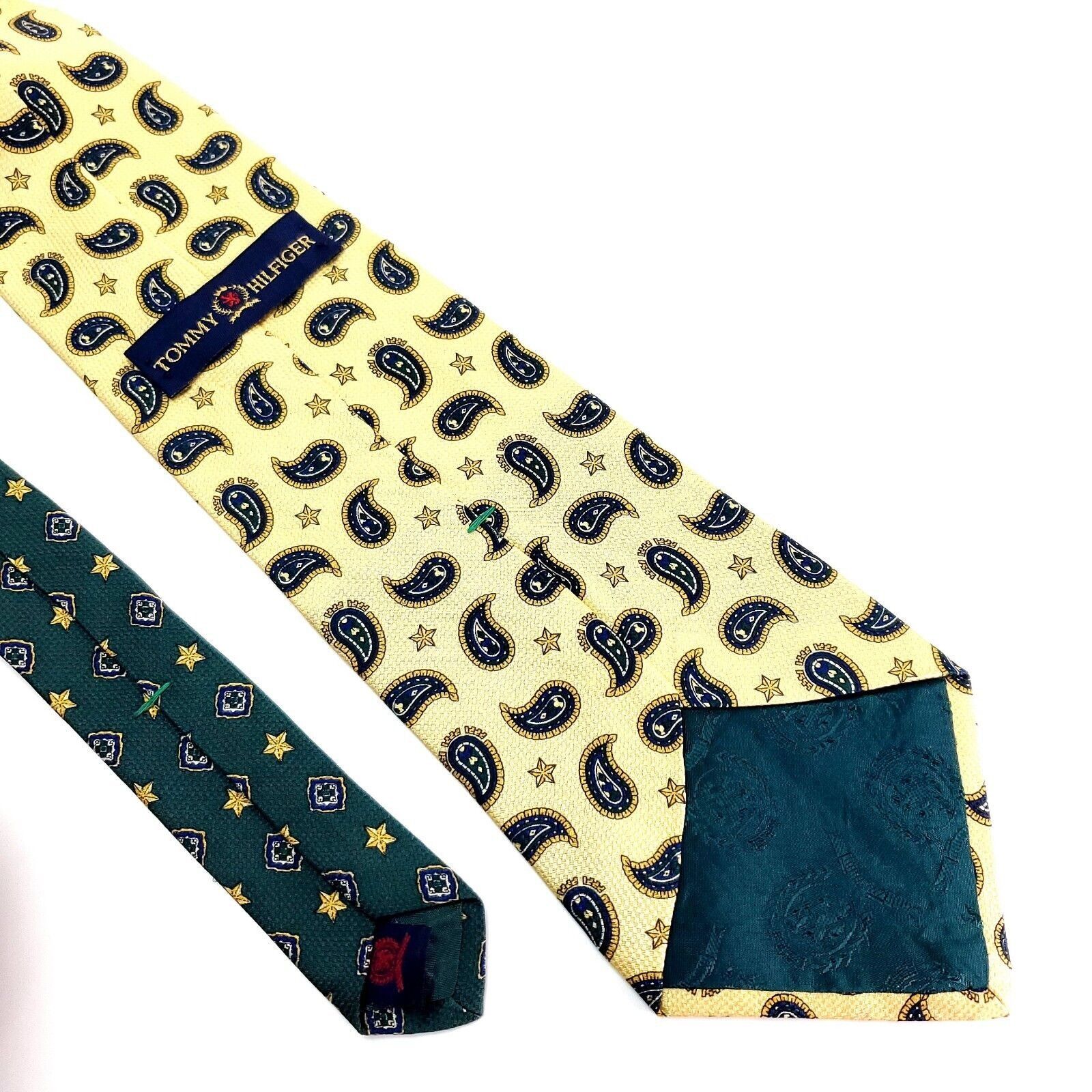 Tommy Hilfiger Tommy Hilfiger Textured Silk Tie Yellow Short Wide Paisley Size ONE SIZE - 5 Thumbnail