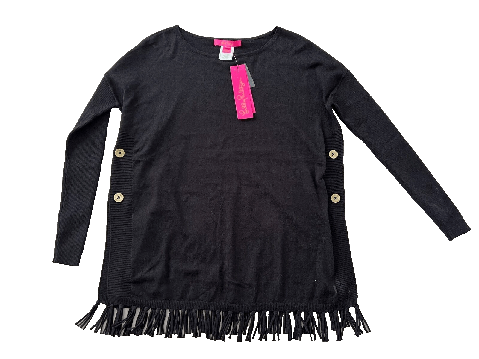 Lilly Pulitzer Lilly Pulitzer Ramona Fringe Sweater Black ( XXS ) Size XXS / US 00 / IT 34 - 2 Thumbnail