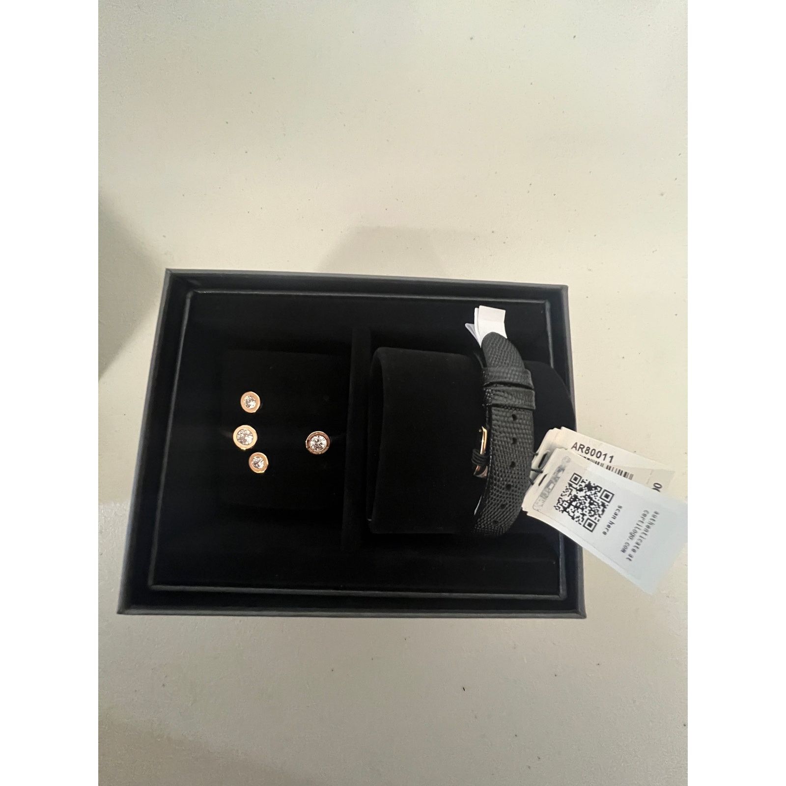 Emporio Armani Emporio Armani AR80011 Two-Hand Black Leather Watch Size ONE SIZE - 4 Thumbnail