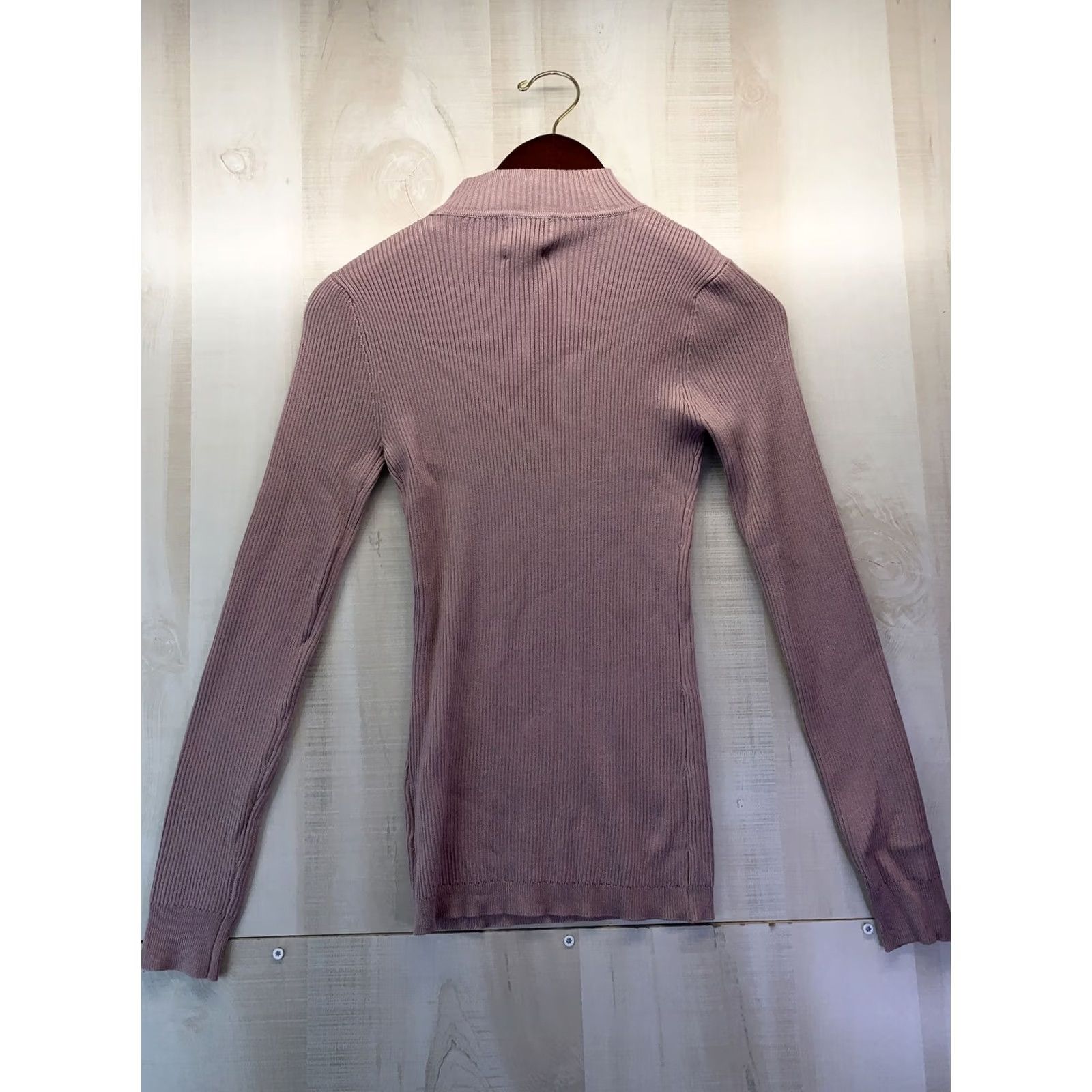 Vintage Pink Rose Hippie Rose Crystal Mauve Key Hole Rib Long Sleeve Shirt NWT Women’s M-4478 Size M / US 6-8 / IT 42-44 - 5 Thumbnail