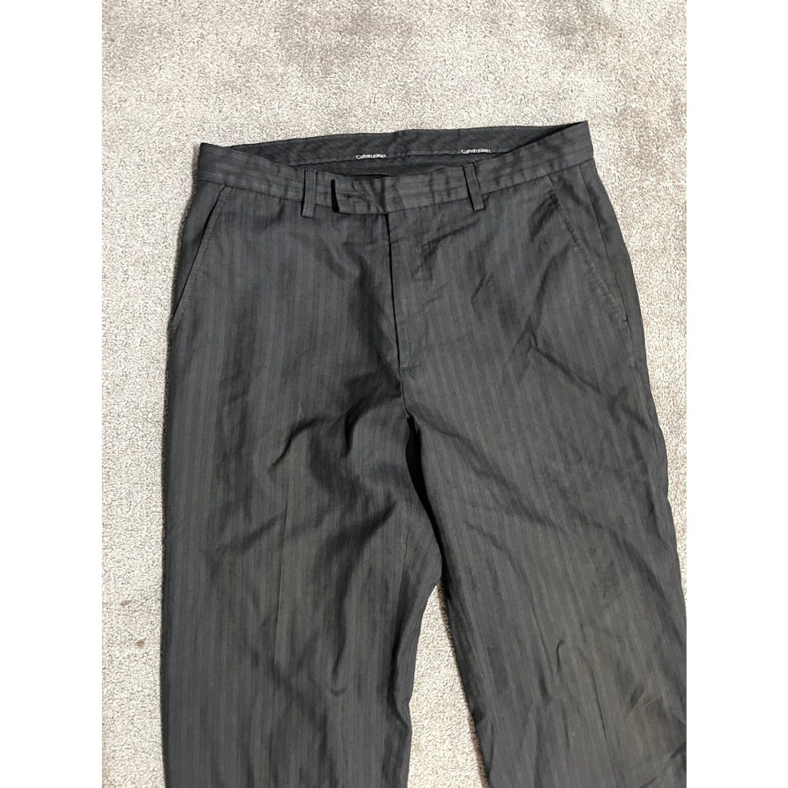 Calvin Klein Calvin Klein Mens Pants BLACK Striped Size 30x30 Dress Flat-Front Size US 30 / EU 46 - 2 Thumbnail
