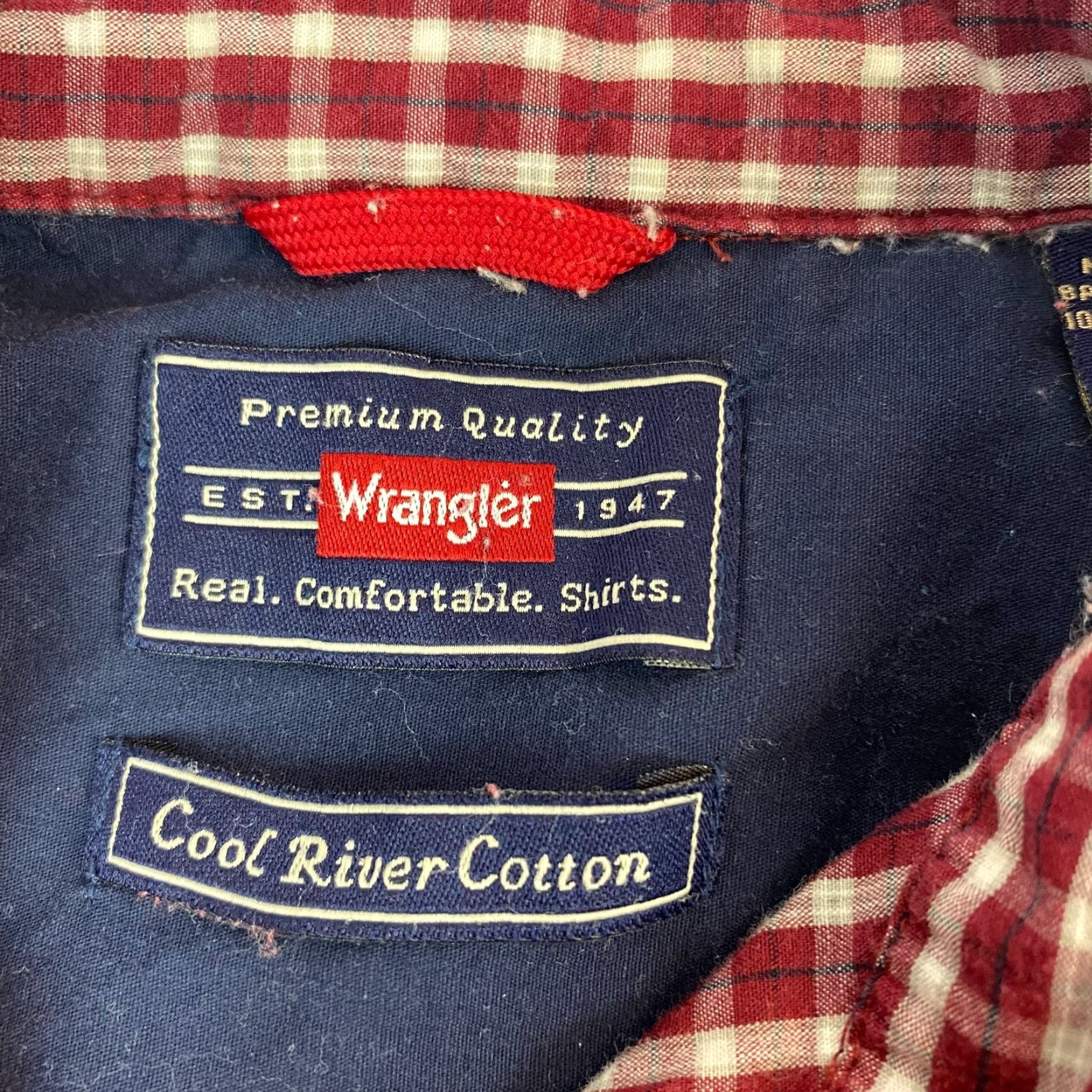 Wrangler Wrangler Shirt Mens Plaid Button-Up Long Sleeve Red 100% Cotton Western Cowboy Large Regular Size US L / EU 52-54 / 3 - 2 Thumbnail