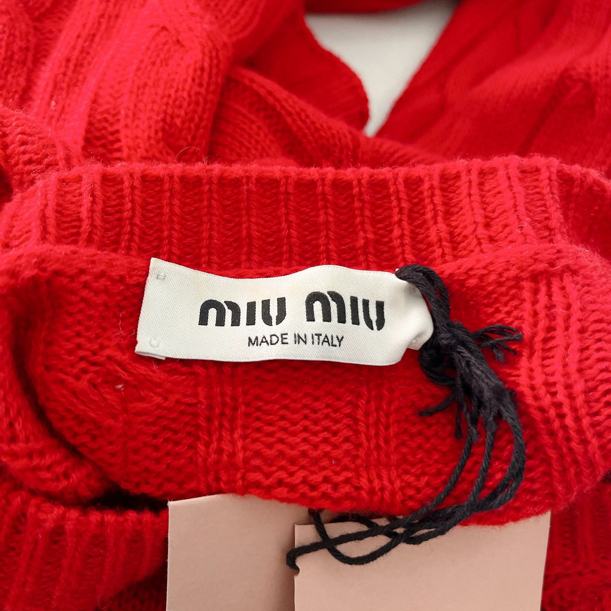 Miu Miu MIU MIU women's Red Cashmere Knit Cardigan 42 Size XS / US 0-2 / IT 36-38 - 7 Thumbnail