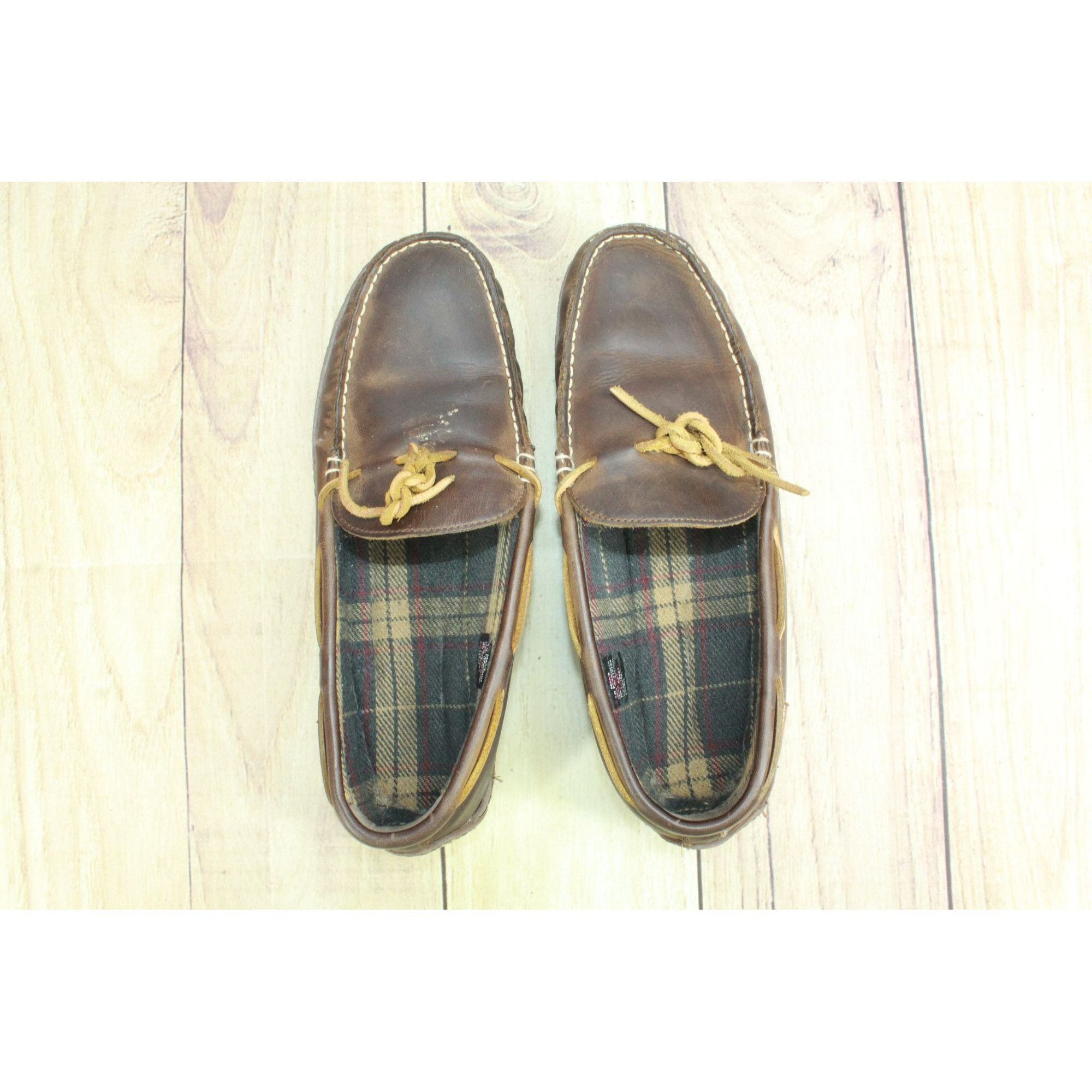 Flannel × L.L. Bean × Leather LL Bean Men's Handsewn Slippers Flannel Lined Leather Brown Size US 10 / EU 43 - 7 Thumbnail
